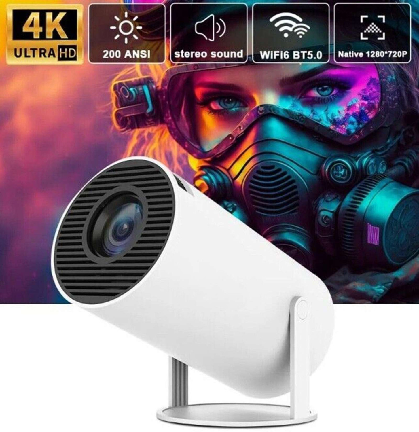 Image of se hub HY300 720P Portable Projector Android 11 WiFi6 BT5.0 Auto Keystone (5000 lm) Portable Projector