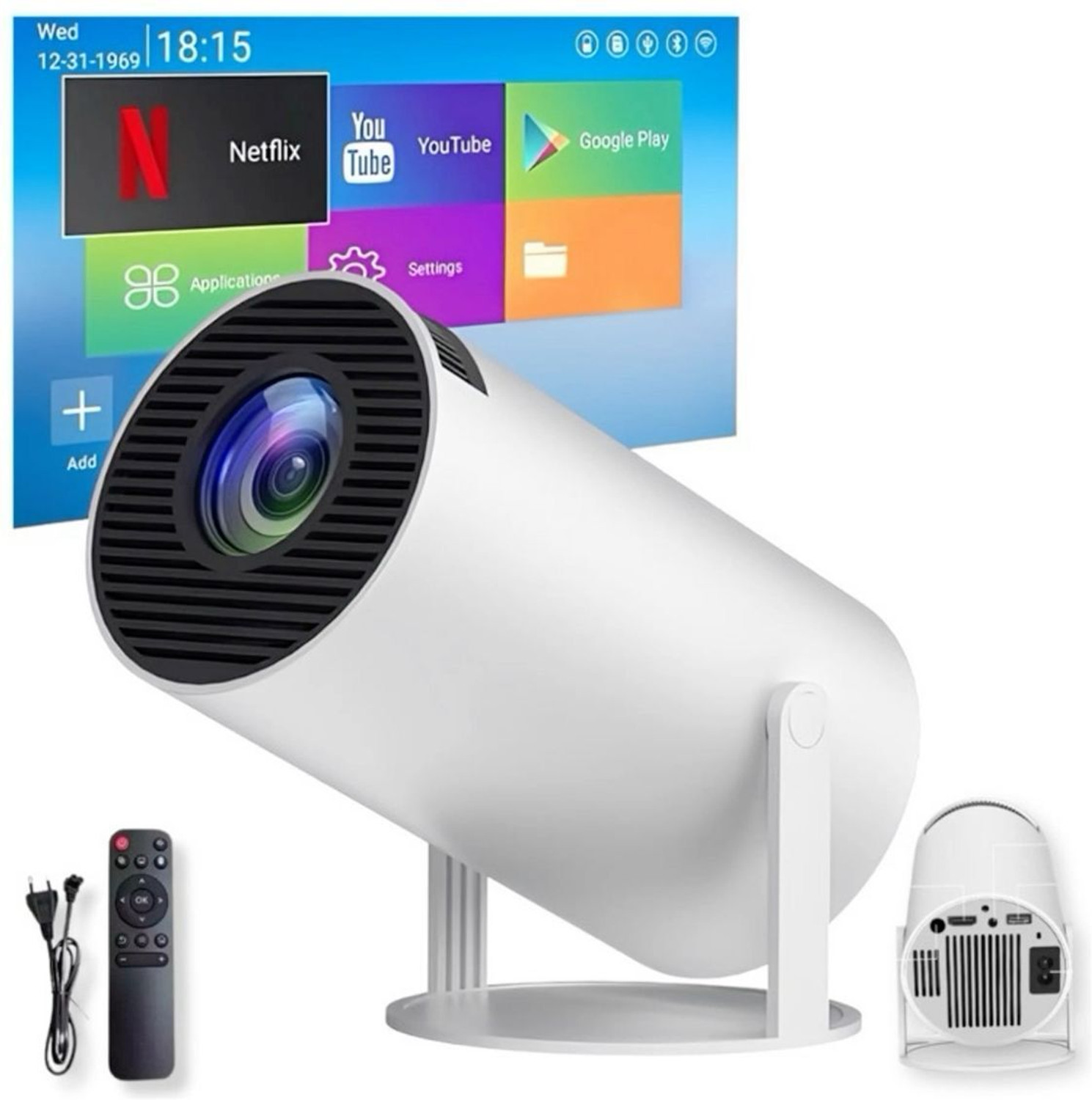 Image of Amit Portable Projector Android 11 Projector, 4K /1080P, Wi-Fi 5G BT 5.0 (200 lm / 2 Speaker / Wireless / Remote Controller) Portable Projector