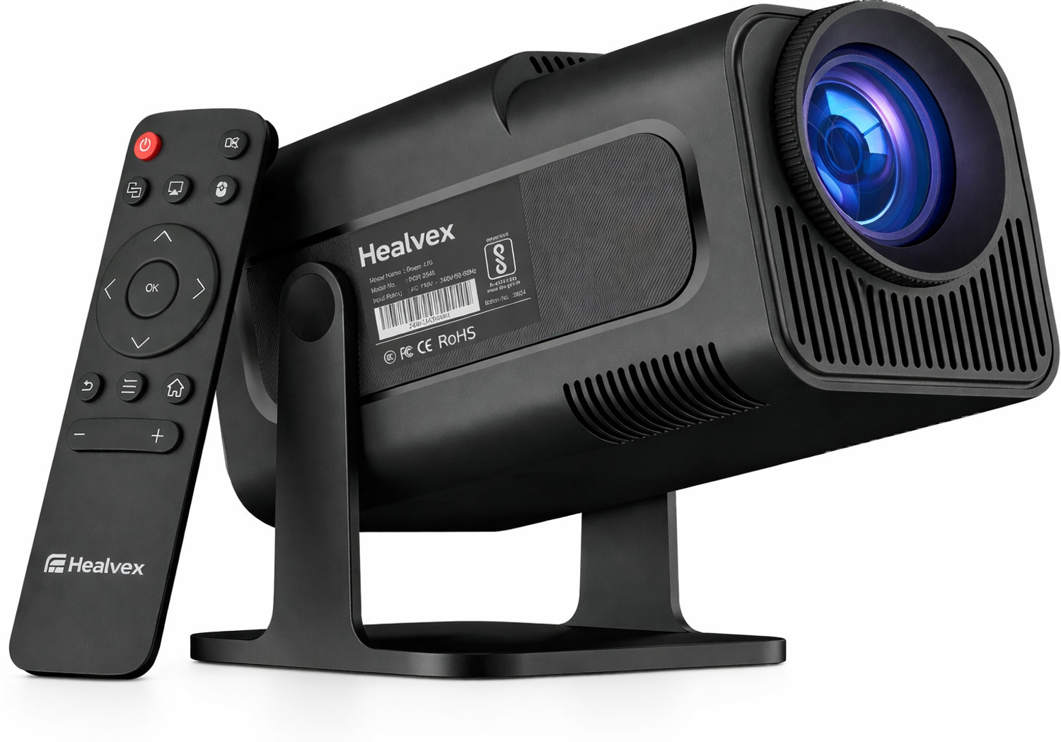 Image of Healvex Projector Mini Android Projector, 4K Video 1080P with Wi-Fi and Bluetooth 5.0 (5000 lm / 1 Speaker / Wireless / Remote Controller) Portable Projector