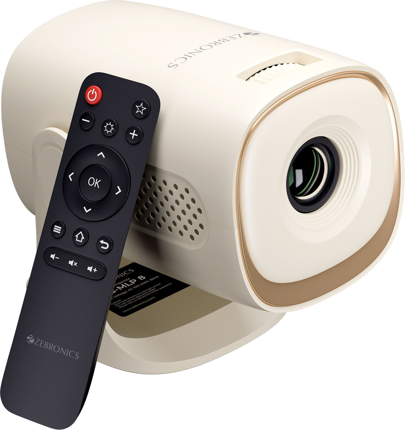 Image of ZEBRONICS PixaPlay 72 Plus (4000 lm) Portable Smart Projector, Up to 304cm Screen, FHD 1080p Support, 4000 Lumens, Auto Keystone, 200 Tilt, 30,000h LED Lamp, Dual Band WiFi, BT v5.4, HDMI ARC, Miracast, Remote Control Projector