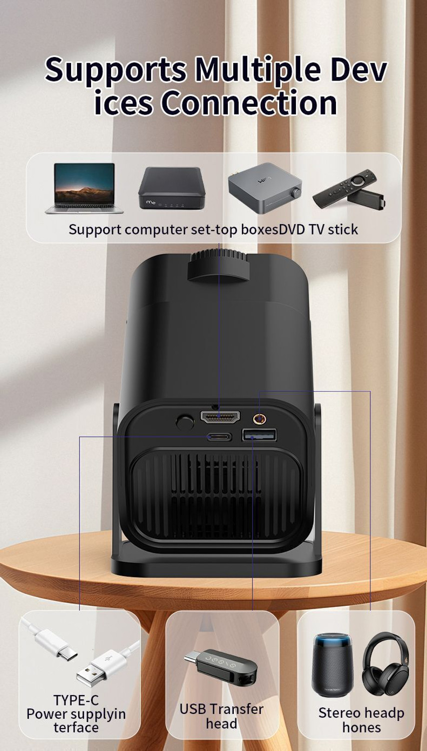 Image of GREENSKY Z2 /T4 Wi-Fi Inbuilt Youtube Miracast LED Smart Manual Keystone Wireless /Wired (4000 lm / 1 Speaker / Wireless / Remote Controller) Portable Projector