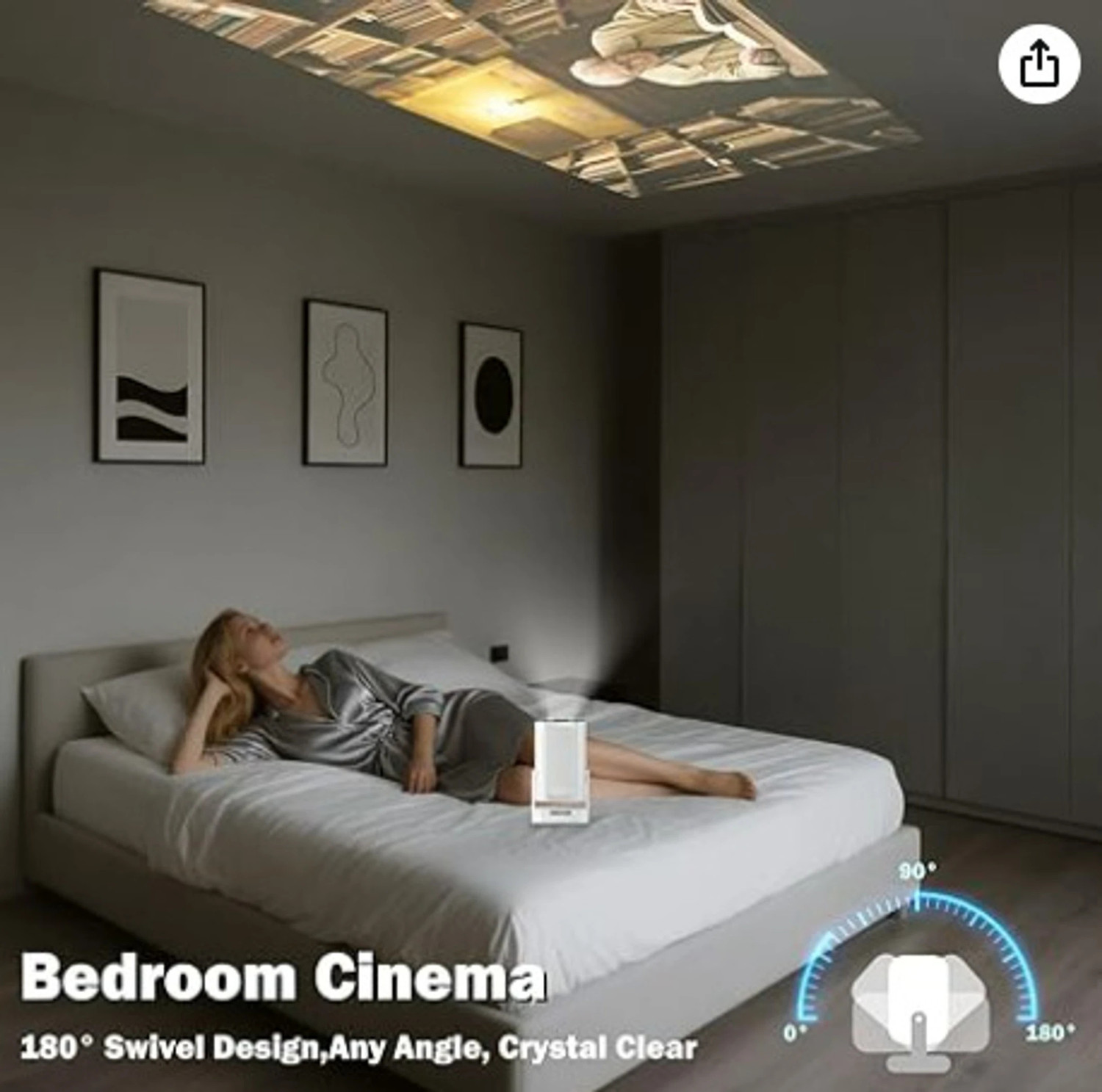 Image of Divine creation HY 260 Smart HD LED Projector with WiFi Built-in Speaker Dual Band WiFi D242 (8000 lm / 1 Speaker / Wireless / Remote Controller) Portable Projector