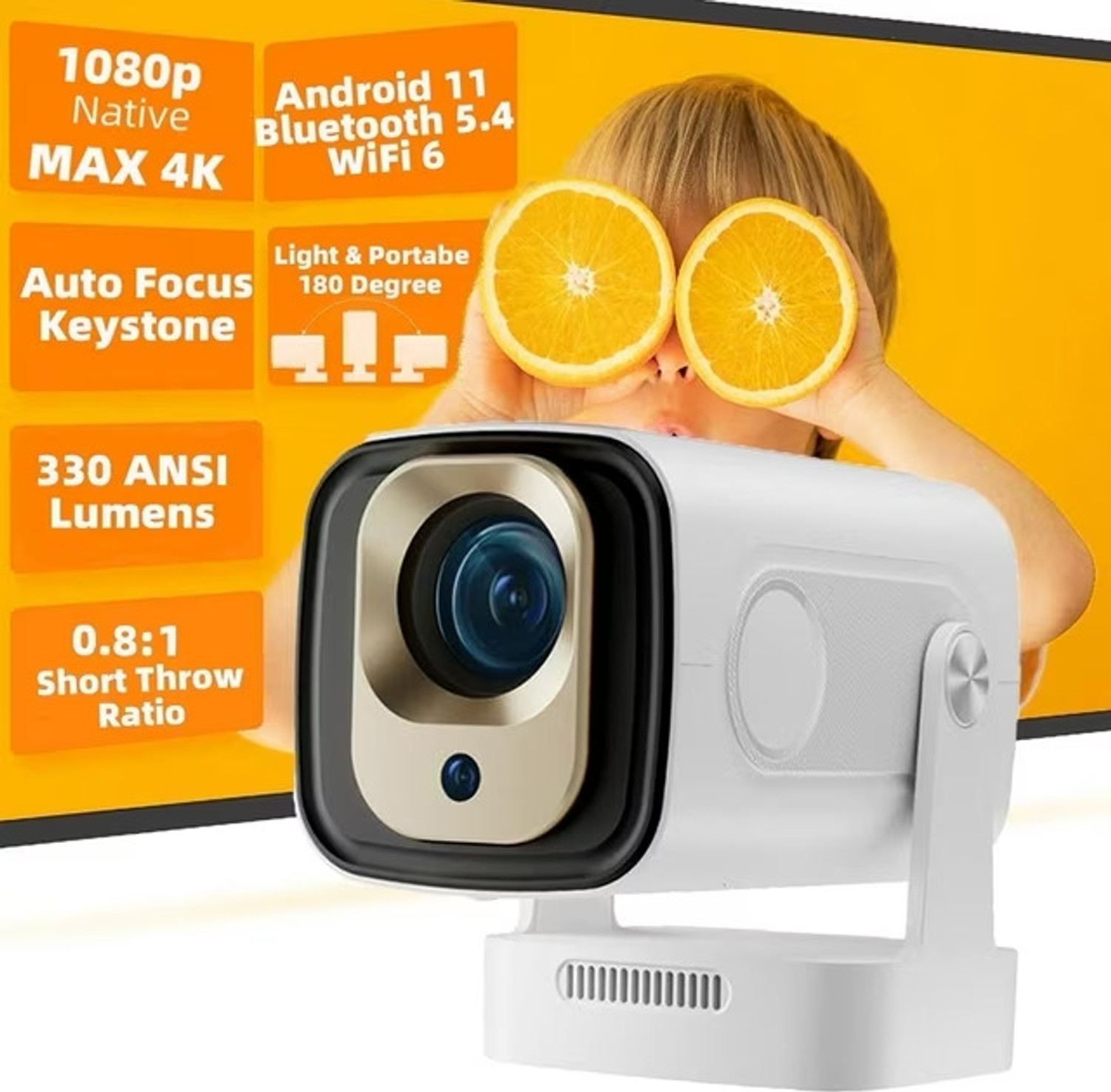 Image of Divine creation HY 260 Smart HD LED Projector with WiFi Built-in Speaker Dual Band WiFi D85 (8000 lm / 1 Speaker / Wireless / Remote Controller) Portable Projector