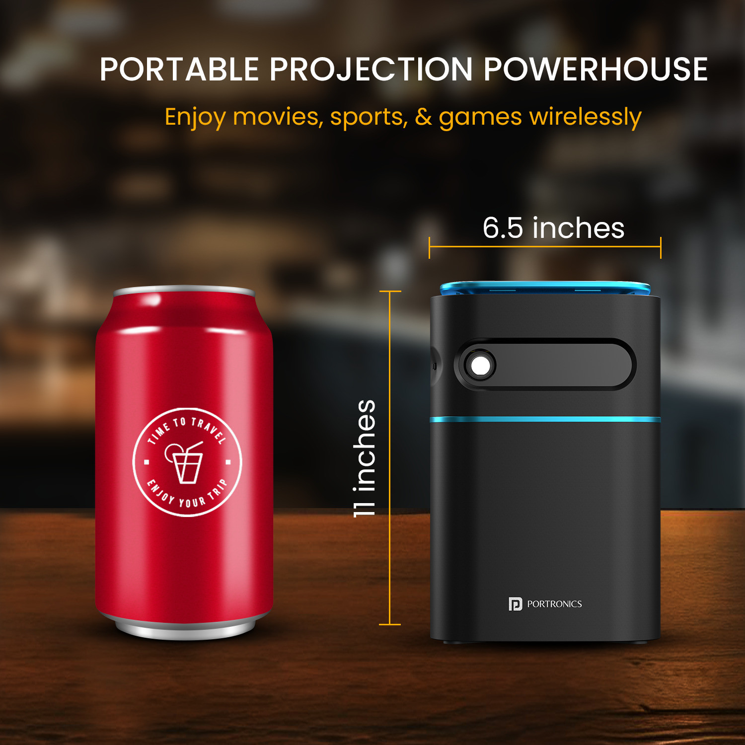 Image of Portronics Pico 12 Smart Projector with Android 11, 4K Ultra HD Support, Auto Keystoning (3200 lm / Remote Controller) Portable Projector