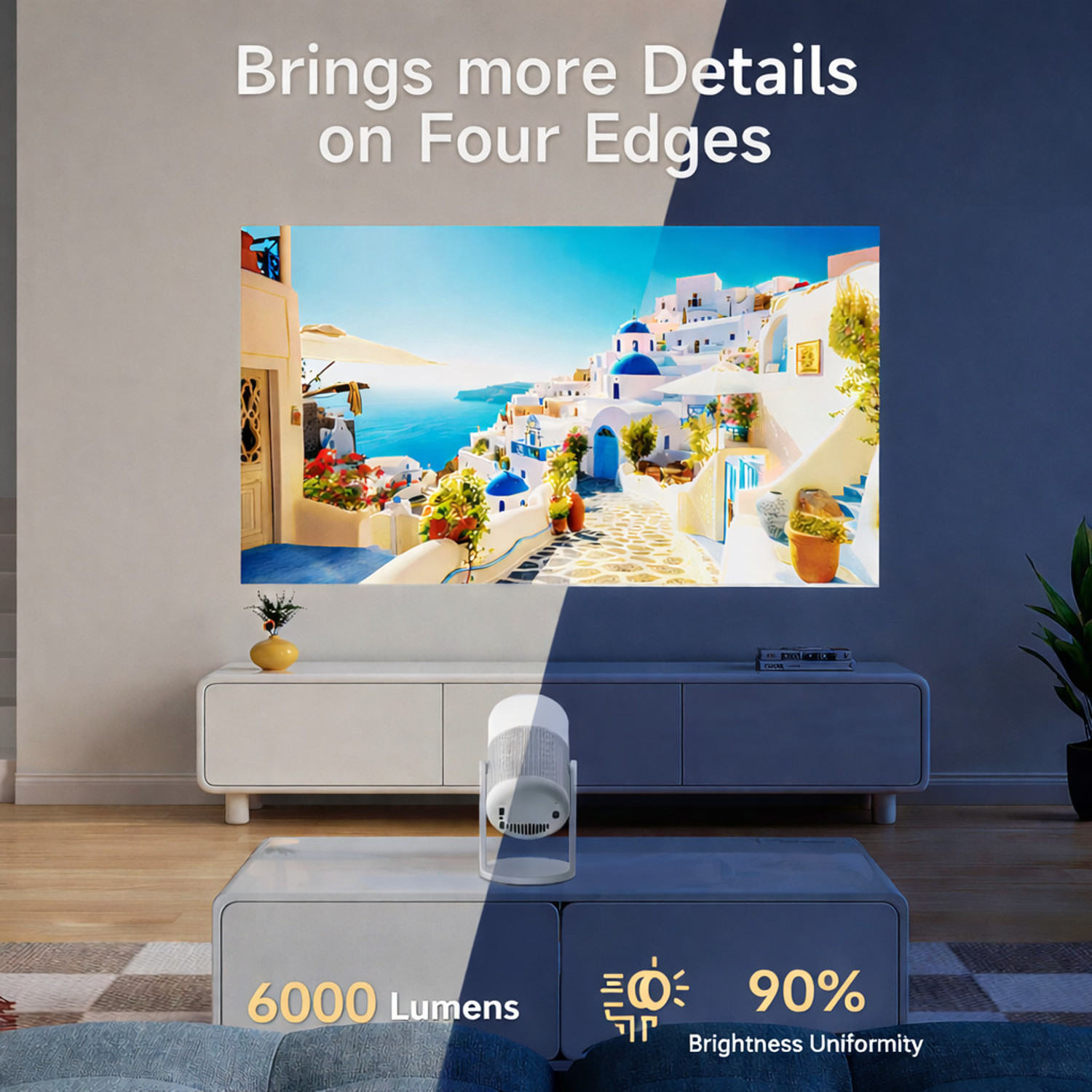 Image of Boss Projector LUMORA 7000 Lumens Android 11 4K Ultra HD Support E-Focus 360 Rotatable (7000 lm / 2 Speaker / Wireless / Remote Controller) Portable Projector