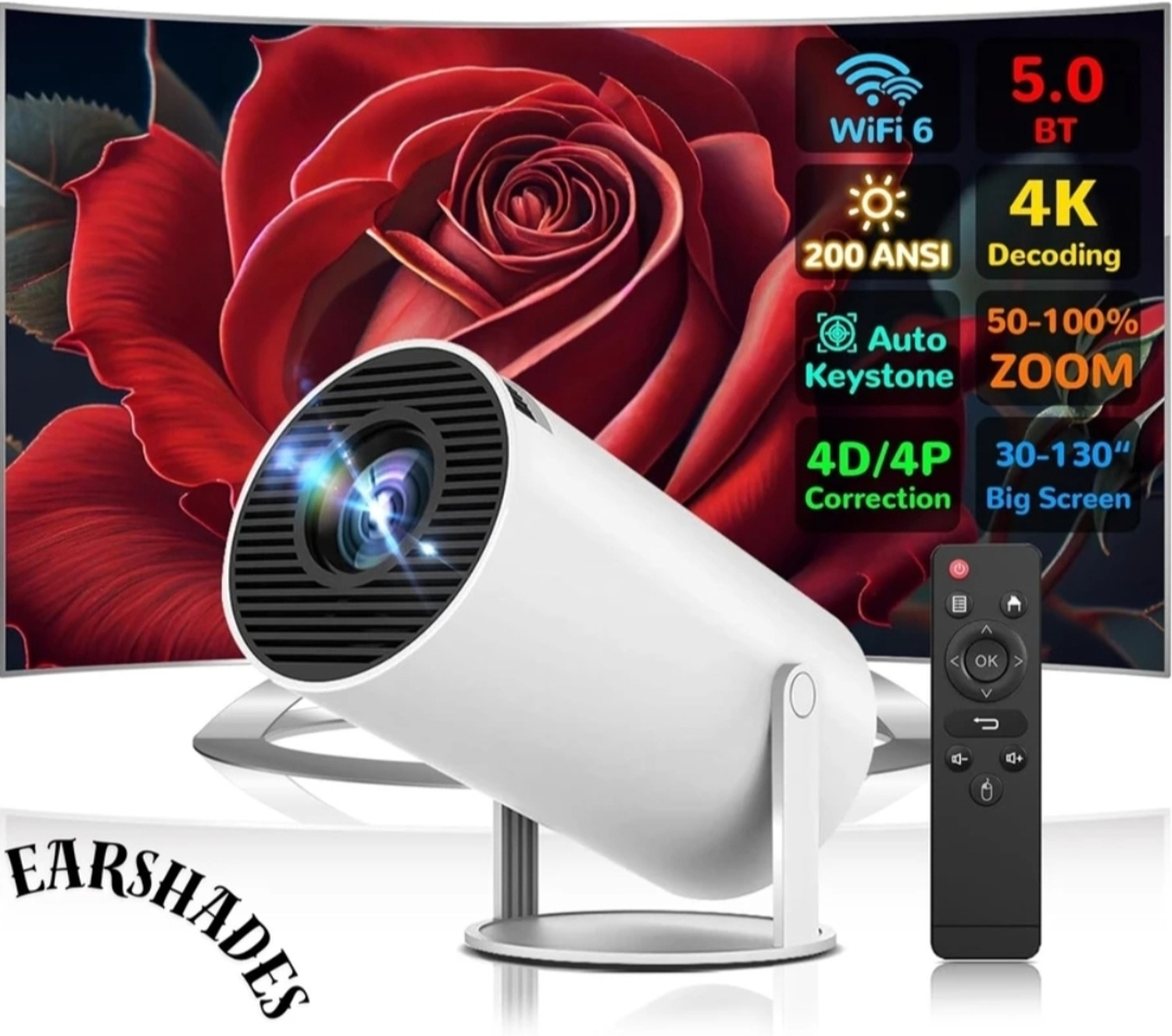 Image of The Kvantum KTMP02 (200 lm / 2 Speaker / Wireless / Remote Controller) Portable Projector