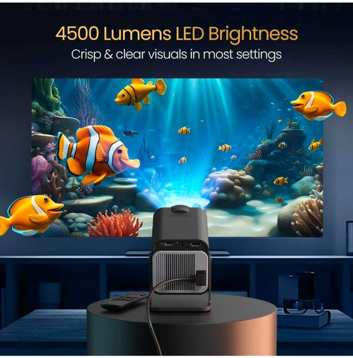 Image of NEXLIVA HY320 Mini Android Projector, 4K Video 1080P with Wi-Fi and Bluetooth 5.0 (7000 lm / Remote Controller) Portable Projector