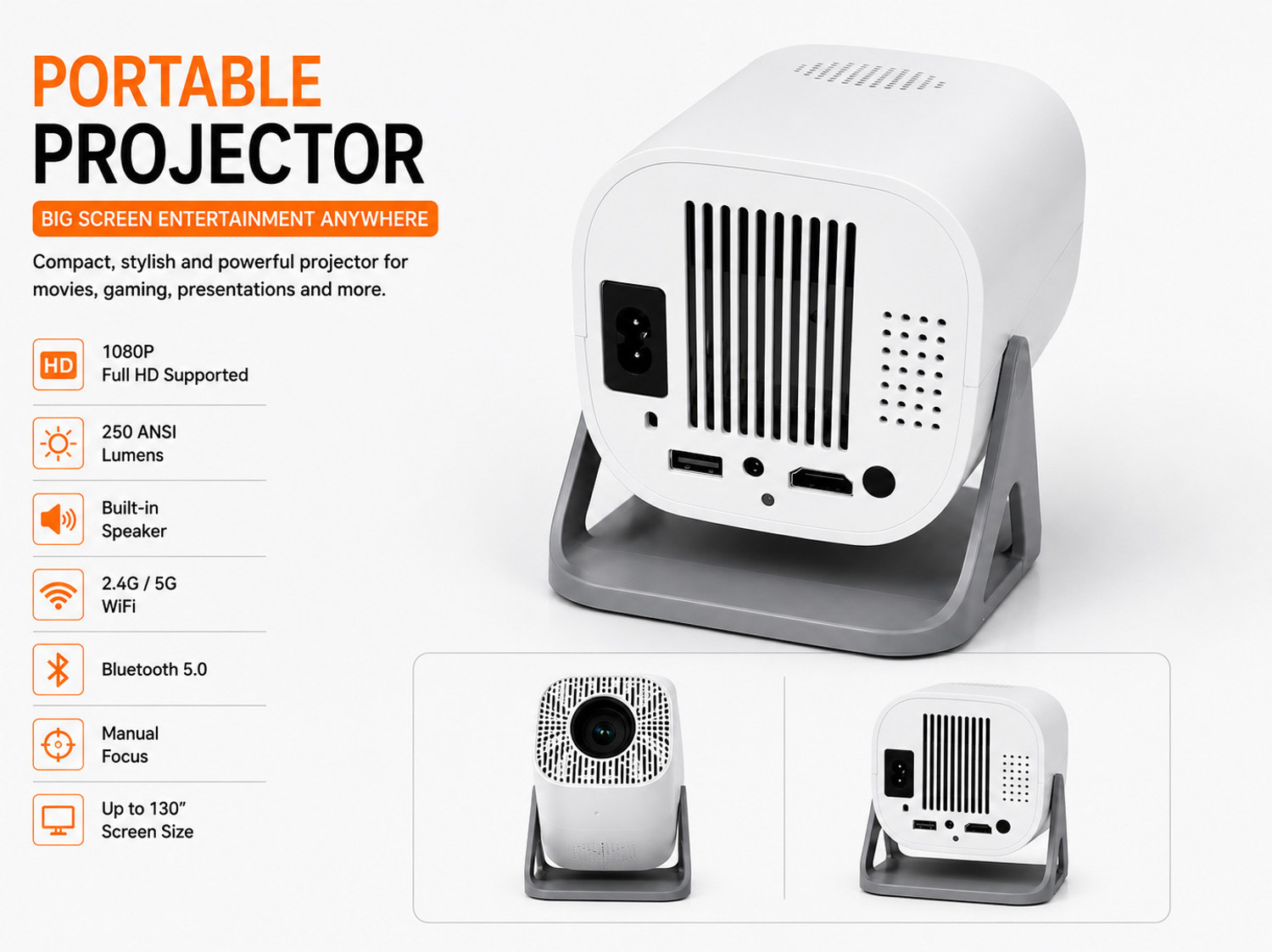 Image of Offtrot HY300 (250 lm / 1 Speaker / Wireless / Remote Controller) Portable Projector