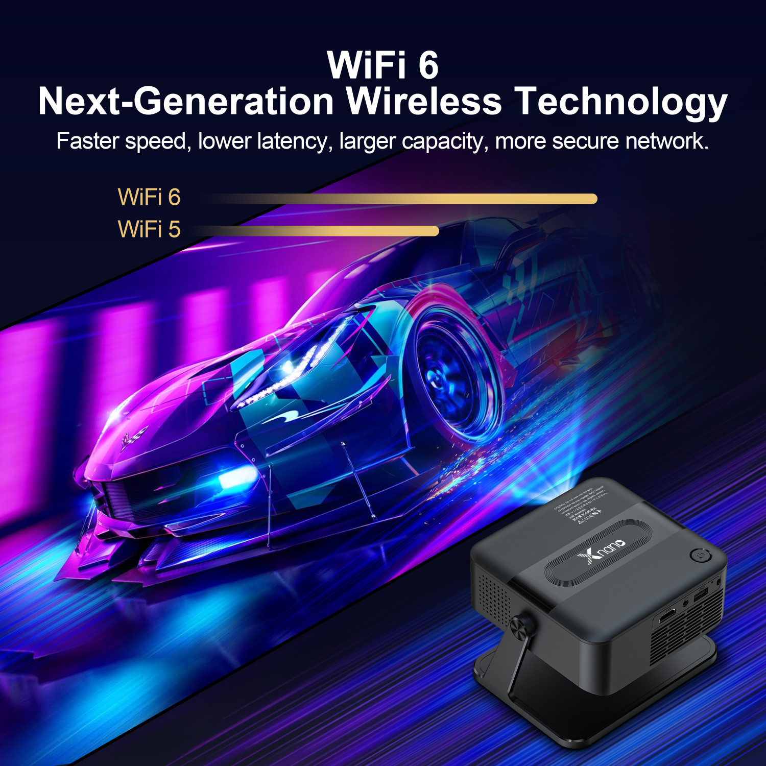Image of Shopexo HA109 4K Support Native Full HD Android Bluetooth Wifi Free Style (5000 lm / 1 Speaker / Wireless / Remote Controller) Portable Projector