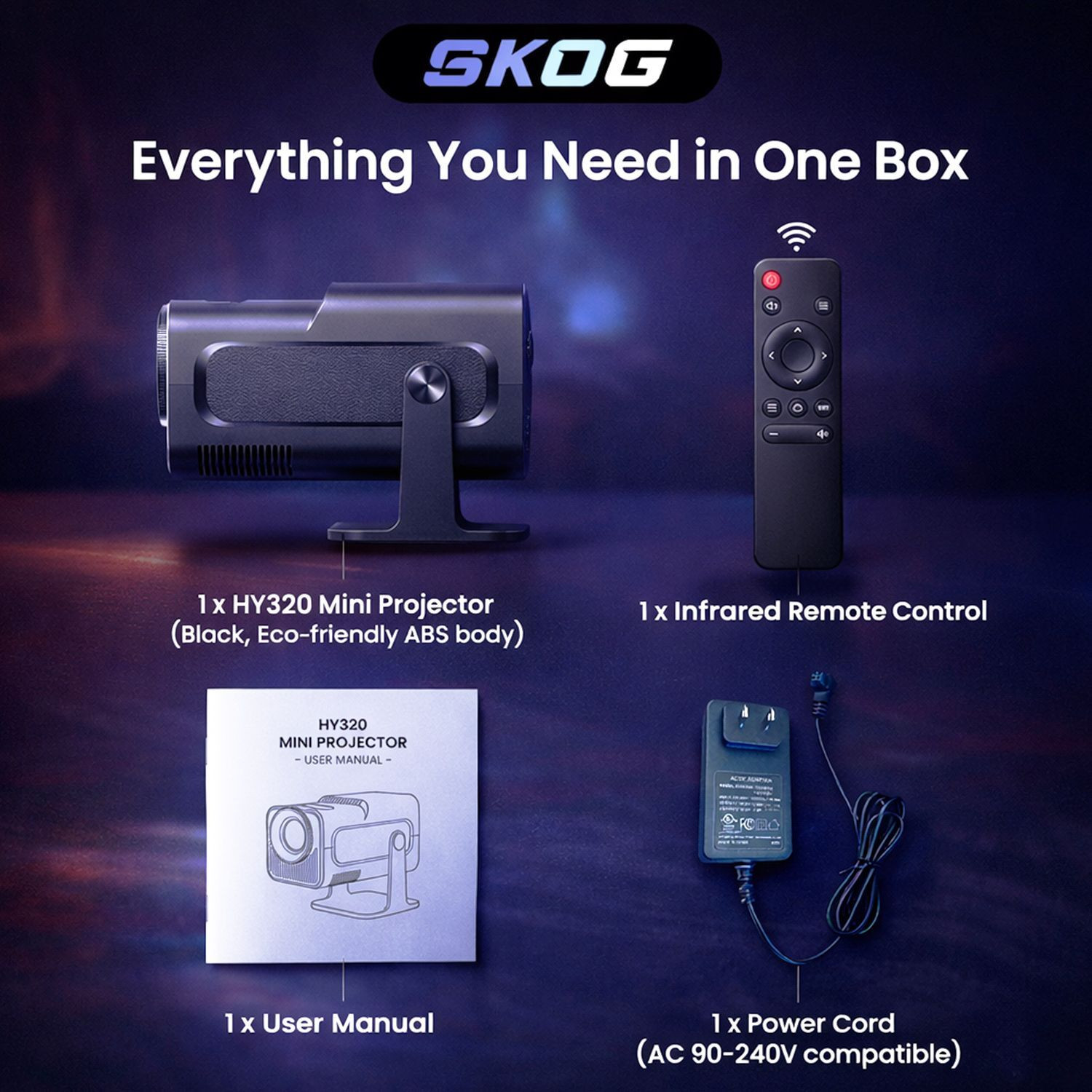 Image of SKOG 4K Support Native HD Android 11 WiFi 6 /BT 5.0 Freestyle Auto Keystone (4500 lm / 1 Speaker / Wireless / Remote Controller) Portable Projector