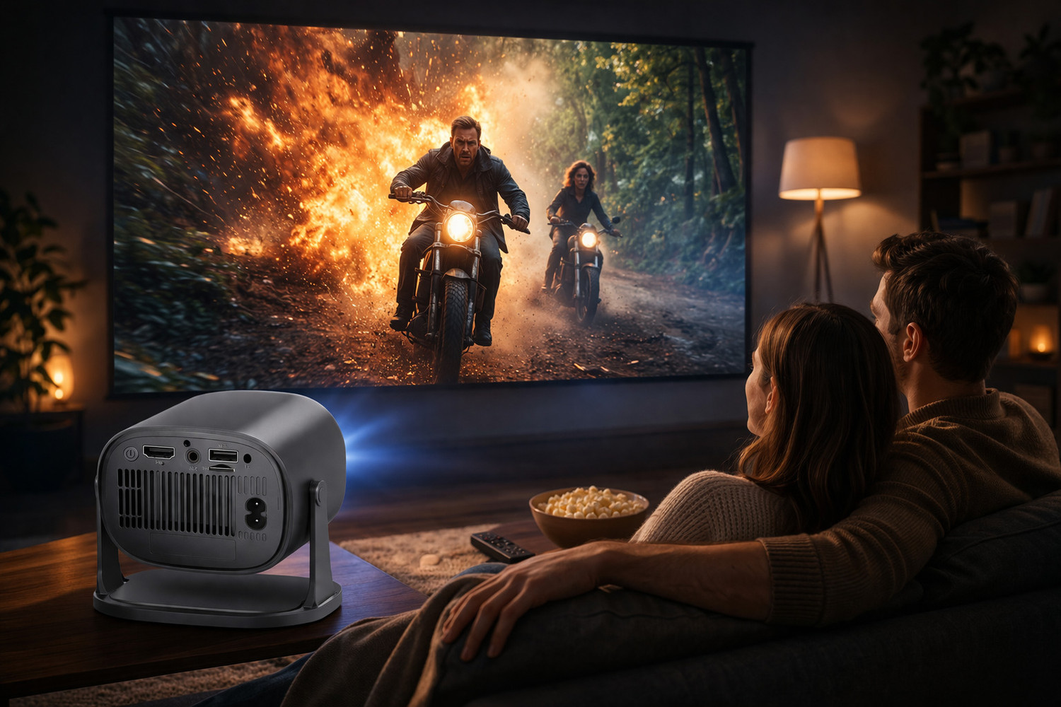 Image of Reysol Projector| Native 1080P| 4K Support|WiFi 6|Miracast|270 Rotatable|Auto Keystone (14000 lm / 1 Speaker / Wireless / Remote Controller) Portable Projector