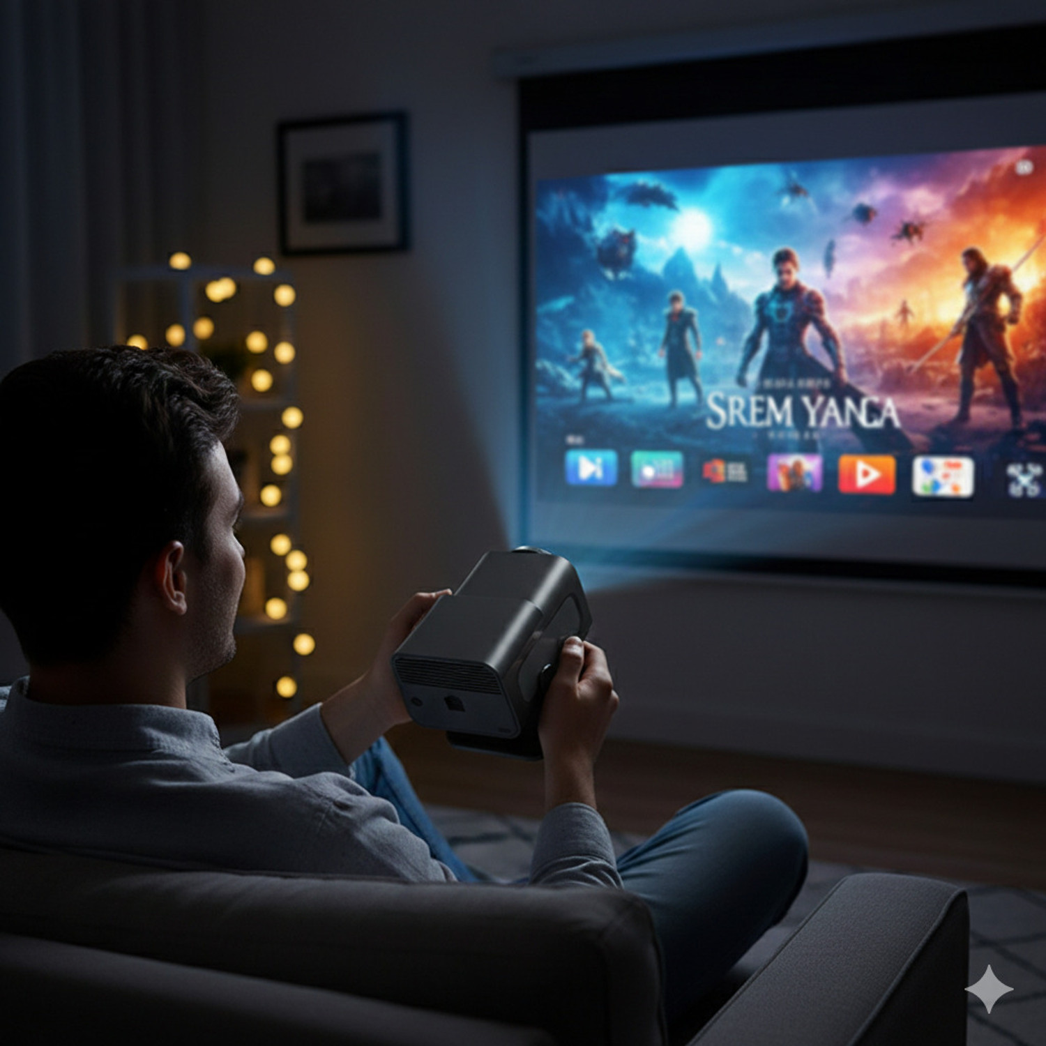 Image of DRUMSTONE Portable Smart Projector with 4K Support & Native 720P Resolution (1200 lm) Portable Projector