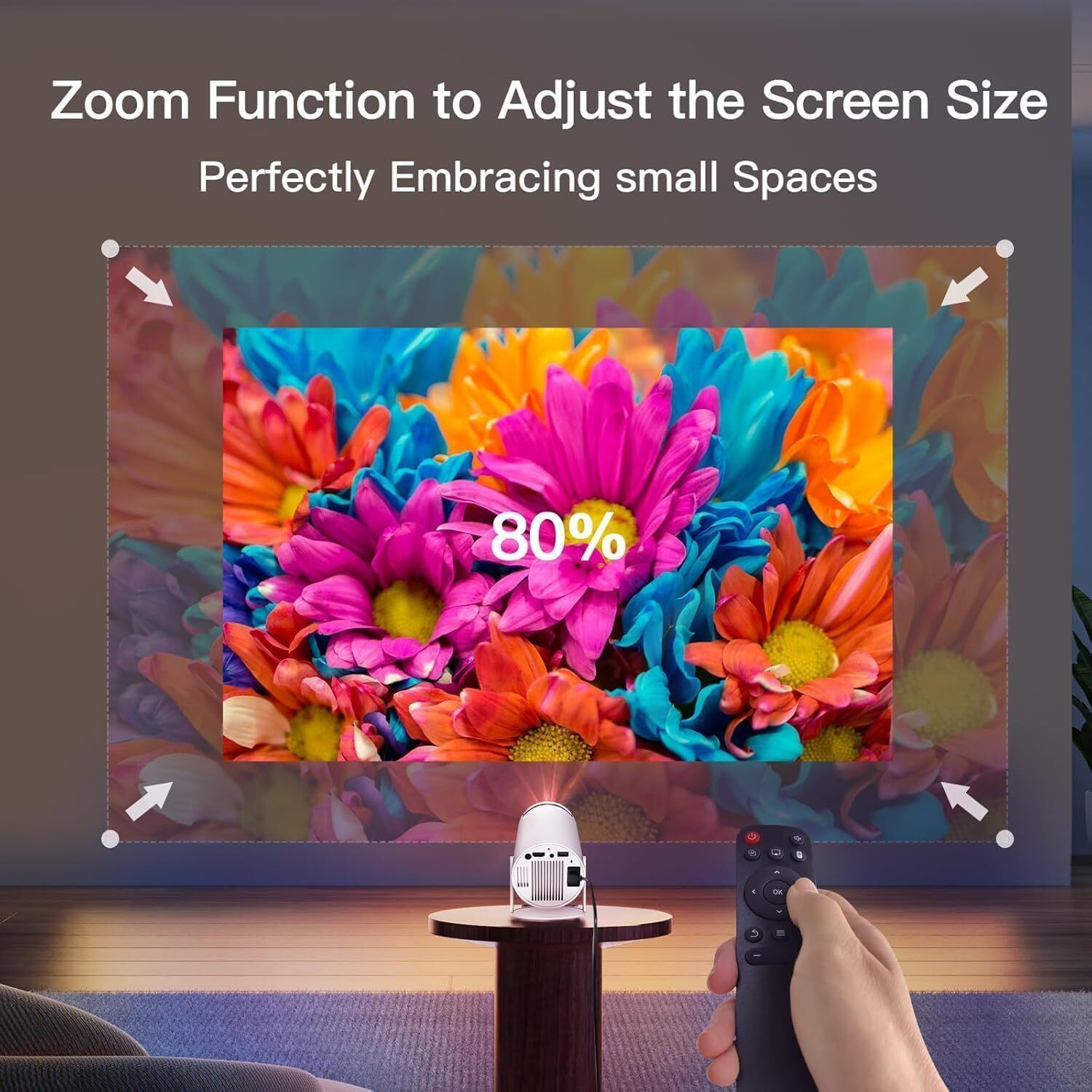 Image of RISHRA Portable LED Mini Projector | 3300 Lumen Brightness for Movies, Games (4500 lm) Portable Projector
