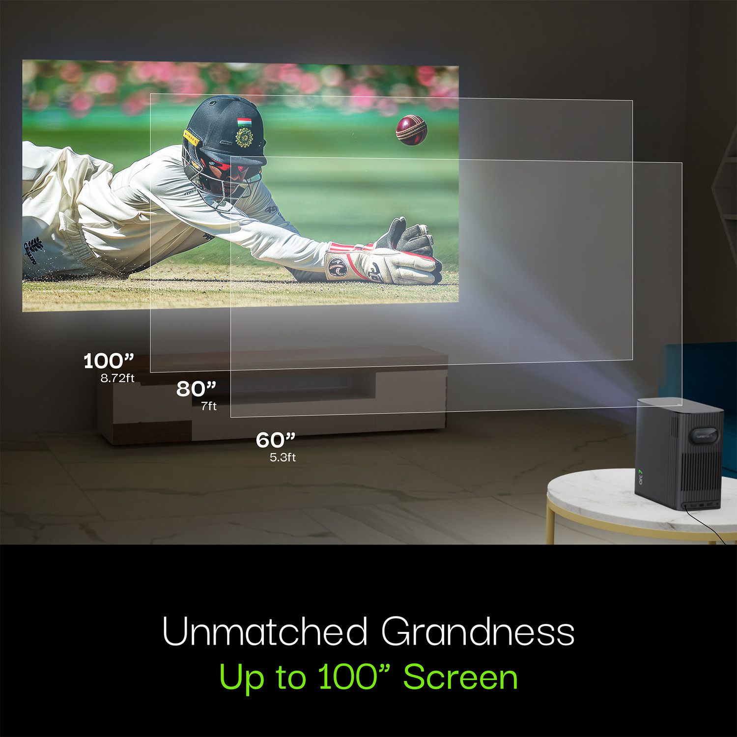 Image of Lumio Arc 7 (400 lm / 2 Speaker / Wireless / Remote Controller) Portable Official Google TV & Netflix, Native 1080p Full HD, 4K Support, 100 inch Screen, Auto Keystone, Obstacle Avoidance, Dolby Audio, 16W Bluetooth Speaker Projector