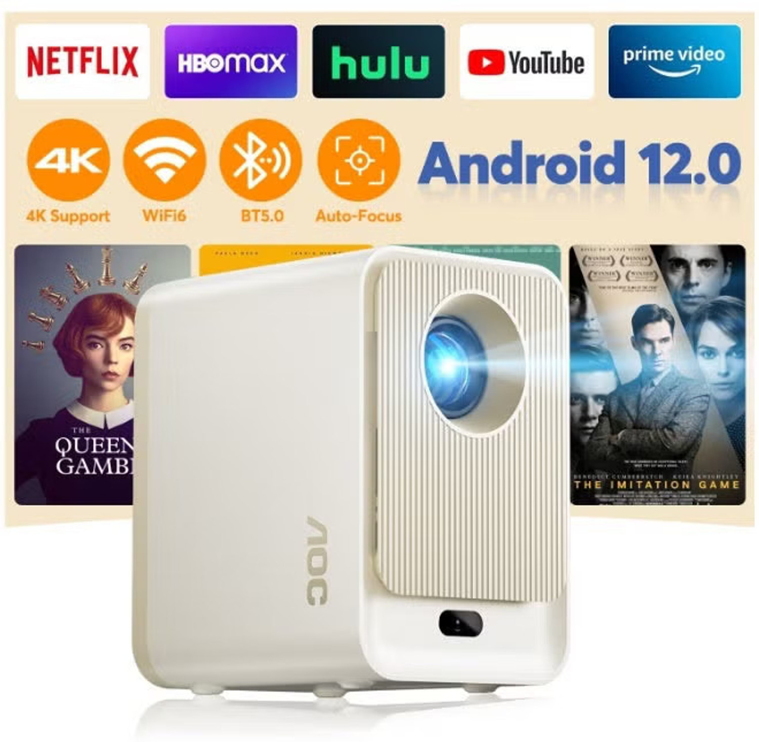 Image of AVOIHS Mini Video Projector Portable HD Home Theater Projector Compatible with Phone (15000 lm / 1 Speaker / Wireless / Remote Controller) Portable Projector