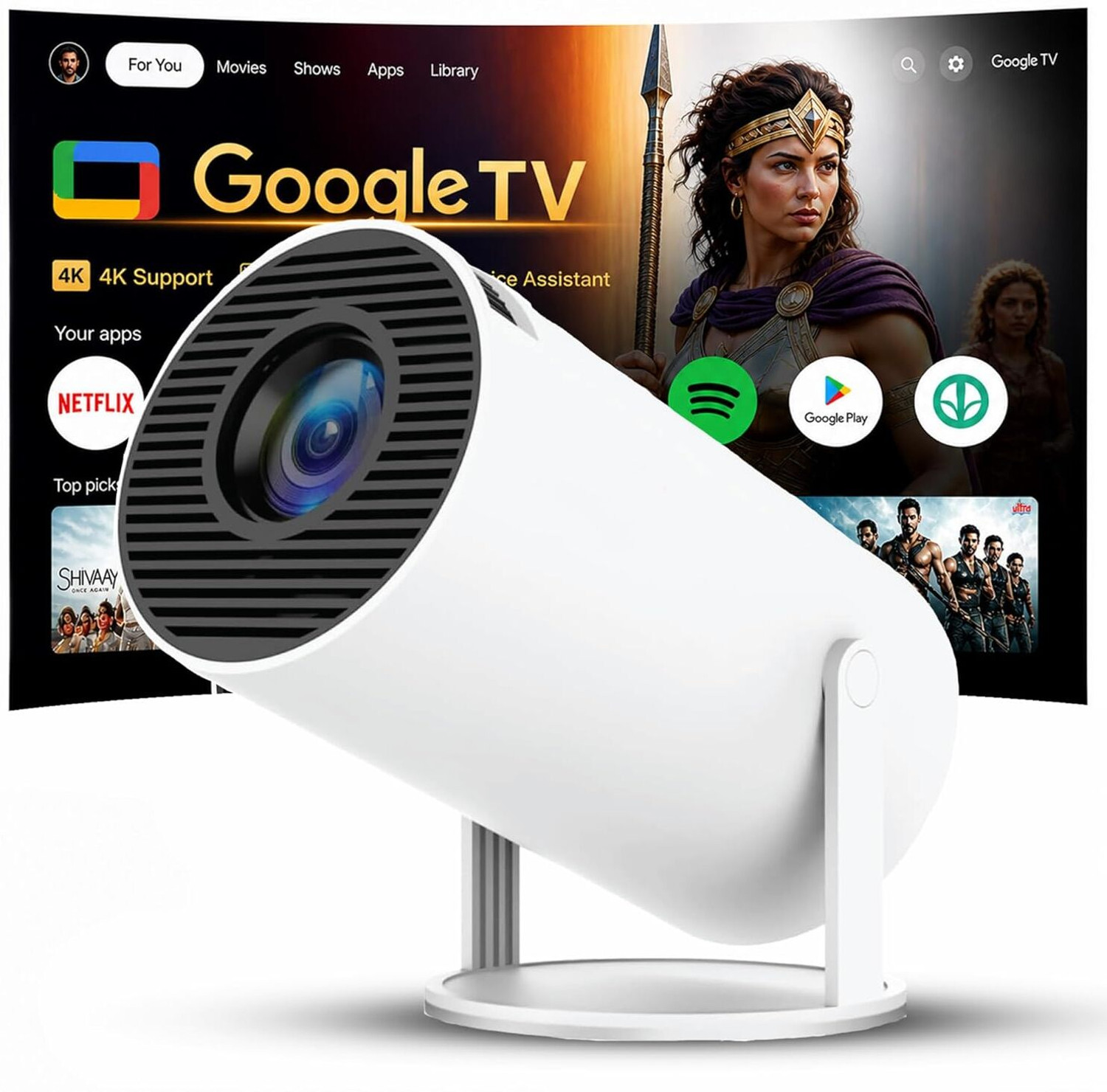 Image of DecoCraftCreations 4K Android LED Projector 1080P Portable Remote Control (400 lm / Remote Controller) Portable Projector