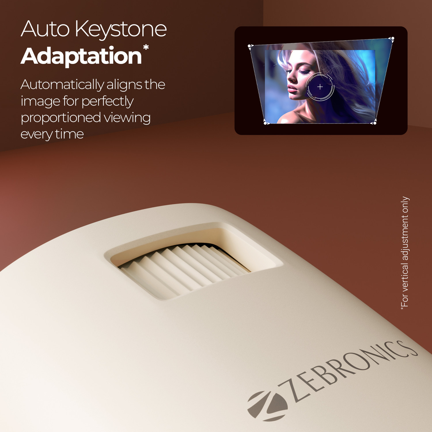 Image of ZEBRONICS PixaPlay 72 Plus (4000 lm) Portable Smart Projector, Up to 304cm Screen, FHD 1080p Support, 4000 Lumens, Auto Keystone, 200 Tilt, 30,000h LED Lamp, Dual Band WiFi, BT v5.4, HDMI ARC, Miracast, Remote Control Projector