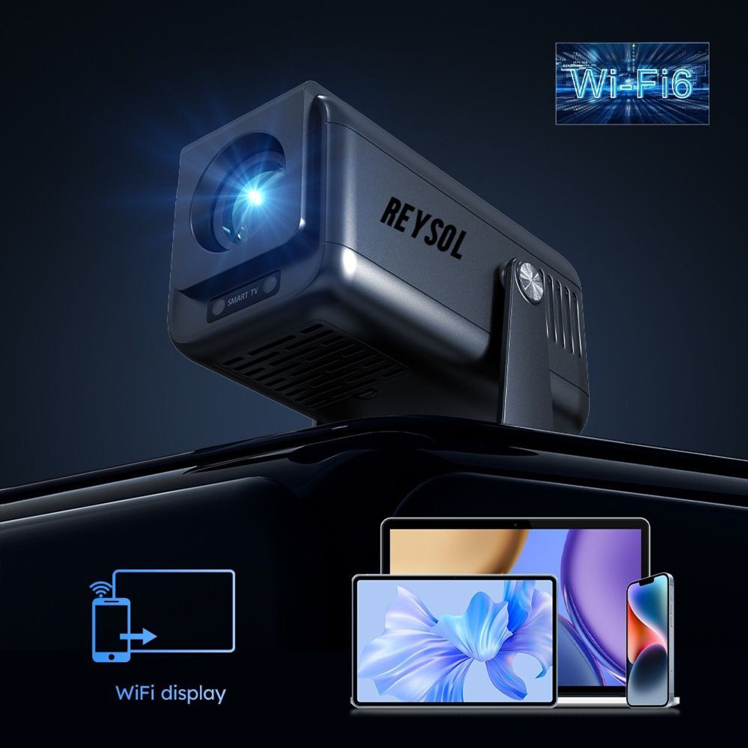 Image of Reysol Projector 13.O Android Native 1080P 4K Support Dual-Band WIFI6 5G Wireless (12500 lm / 1 Speaker / Wireless / Remote Controller) Portable Projector