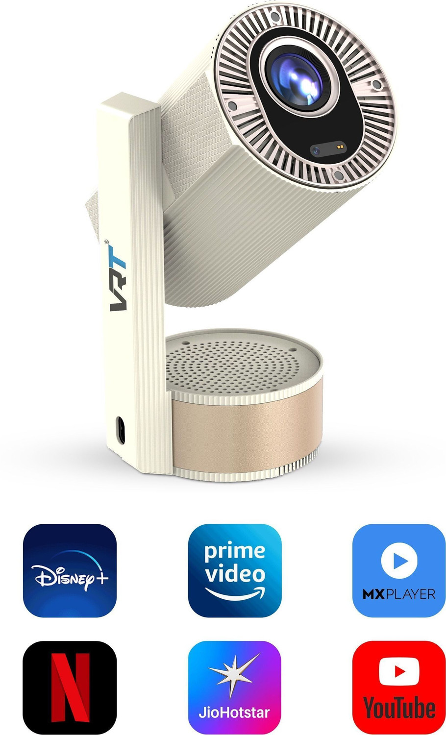 Image of VRT N1200 Smart Mini Projector |1080p Full HD, 4K HDR Support, Auto Focus & Keystone (400 lm / 1 Speaker / Wireless / Remote Controller) Portable Projector