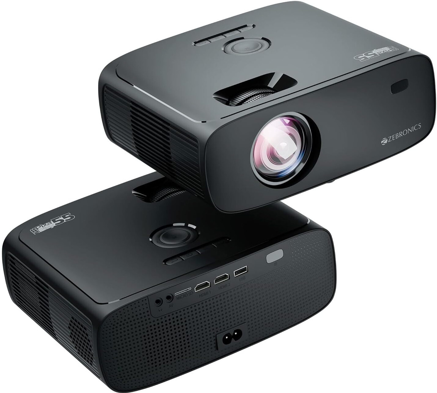 Image of ZEBRONICS PIXAPLAY 55 (8000 lm / Wireless / Remote Controller) Portable Projector