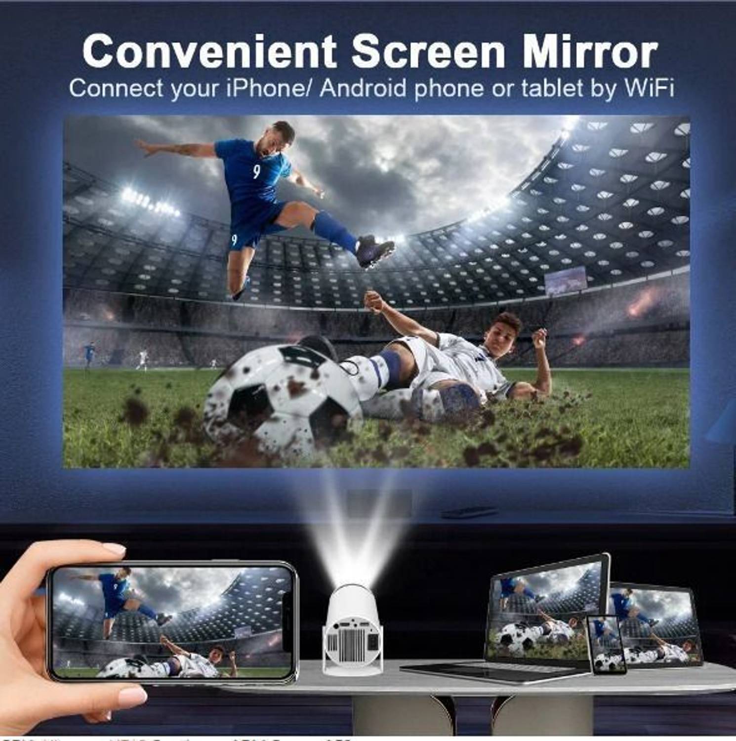 PLAY 4K 2K FHD 180 Degree Rotation Portable Projector - Image 4