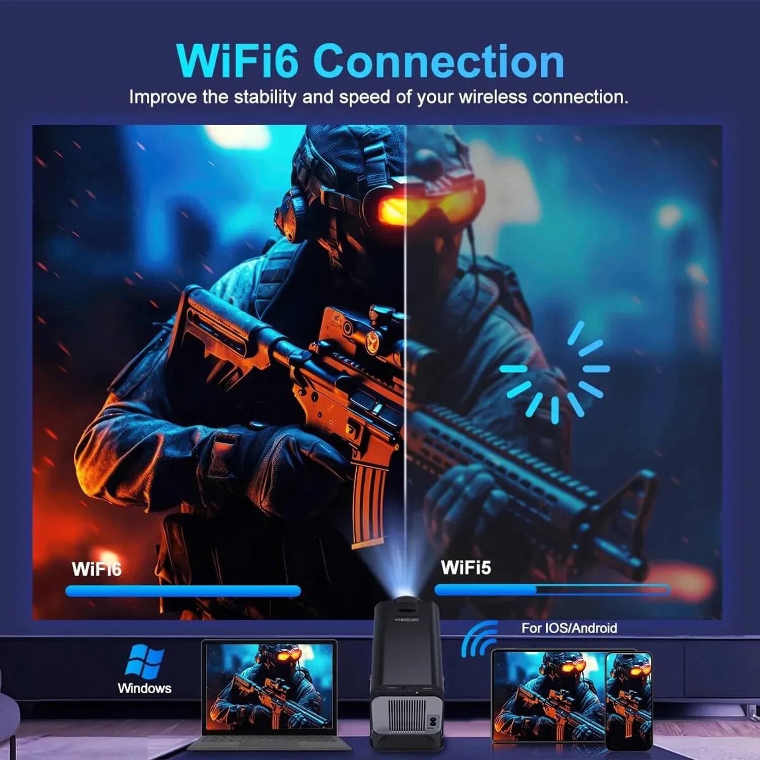 Divine HY320 Mini 4K Android 13 Projector - Image 4