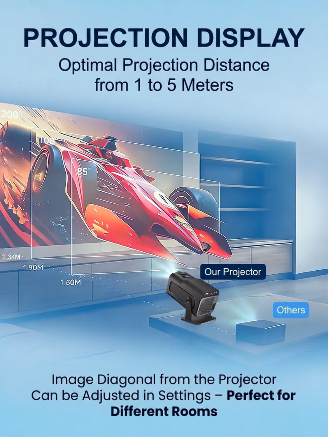Image of Dansotec HY320 Mini 4K Support,Native HD Android /Wifi /Bluetooth Autokeystone Freestyle (5000 lm / 1 Speaker / Wireless / Remote Controller) Portable Projector