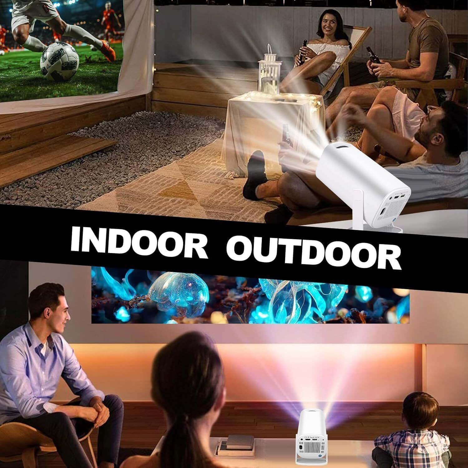 Image of Divine creation S40 UltraView Android Smart LED I 4K Projector I Portable Cinema Projector B343 (5000 lm / 1 Speaker / Wireless / Remote Controller) Portable Projector