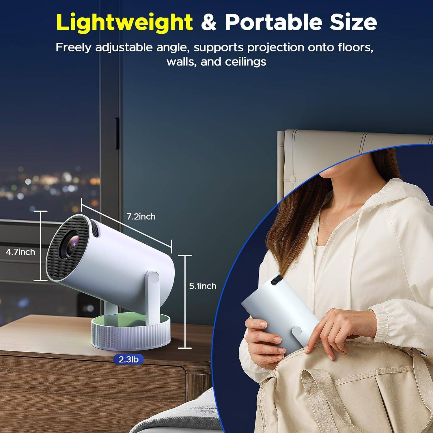 EarShades HY-300 4K Ultra HD Smart Mini Projector - Image 2