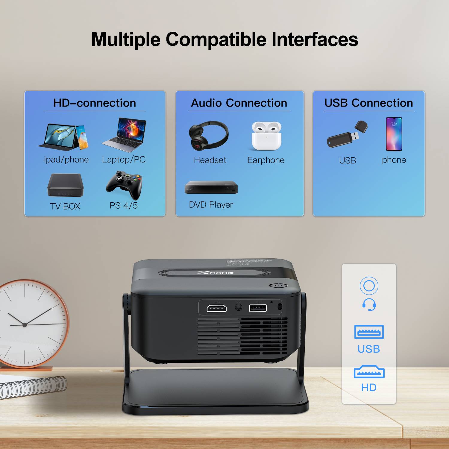 Shopexo HA109 4K Support Portable Projector - Image 5