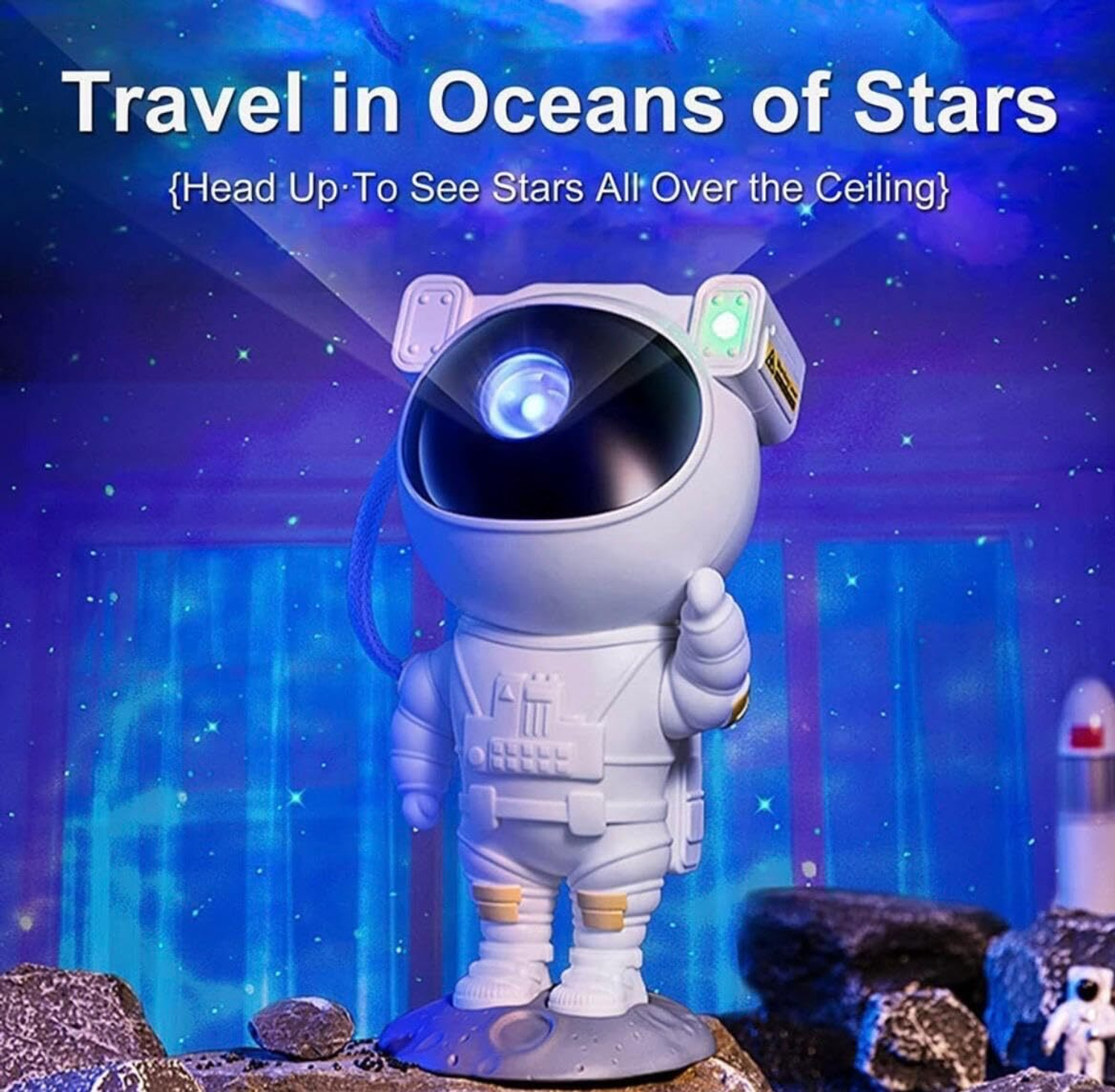 Image of Lisse Astronaut Galaxy Projector Night Light with Remote Control, 360 Rotating Star (50 lm / 1 Speaker / Wireless / Remote Controller) Portable Projector