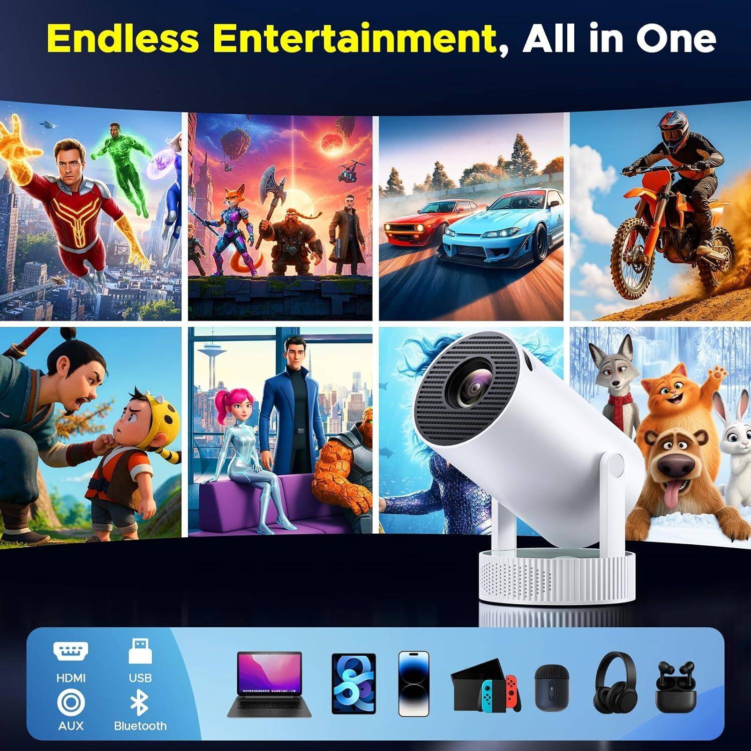 EarShades HY-300 4K Ultra HD Smart Mini Projector - Image 3