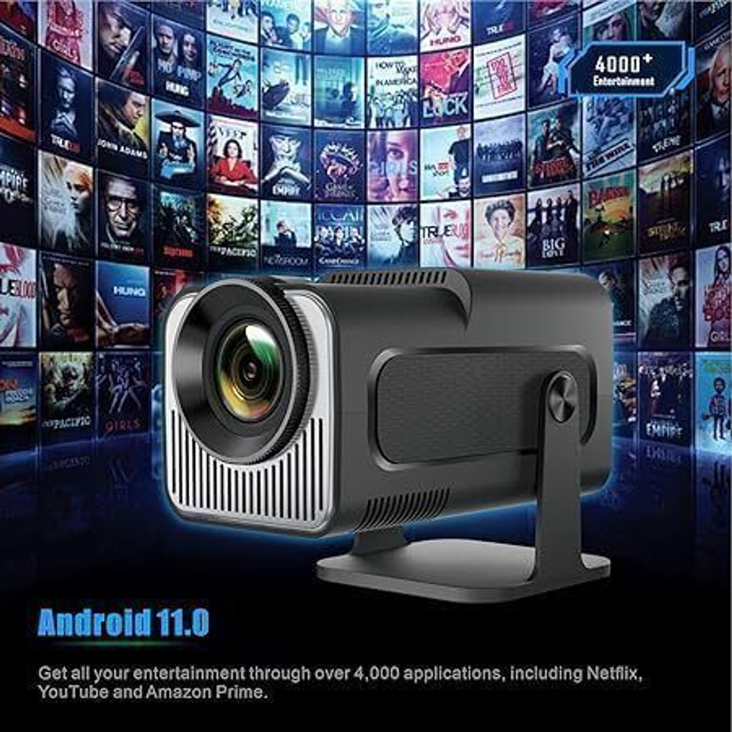 Image of Nexscan Mini HY320 4K,Native HD Android 11 Wifi BT Miracat Autokeystone Freestyle (5000 lm / 1 Speaker / Wireless / Remote Controller) Portable Projector