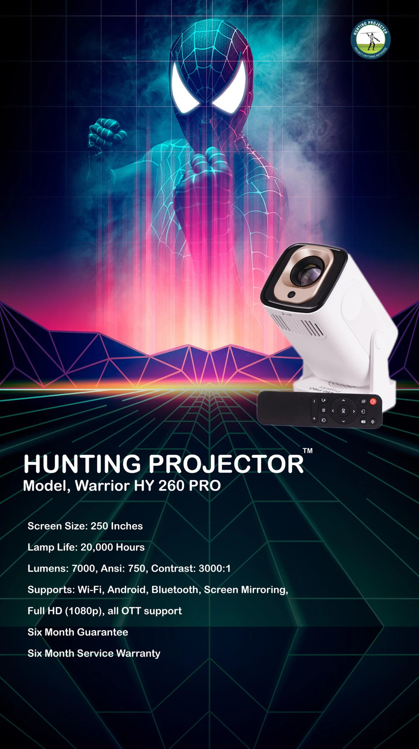 Image of Divine creation HY 260 Smart HD LED Projector with WiFi Built-in Speaker Dual Band WiFi D137 (8000 lm / 1 Speaker / Wireless / Remote Controller) Portable Projector