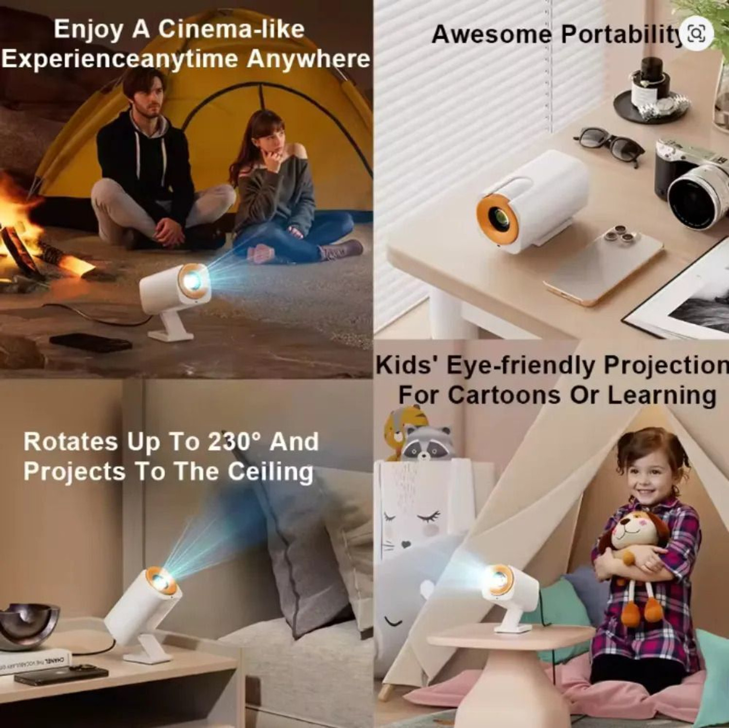 Image of Zync Y2 Android12 Short Throw Smart Mini 4K WiFi Bluetooth Auto Keystone 1280*720p (8000 lm / 1 Speaker / Wireless / Remote Controller) Portable Projector