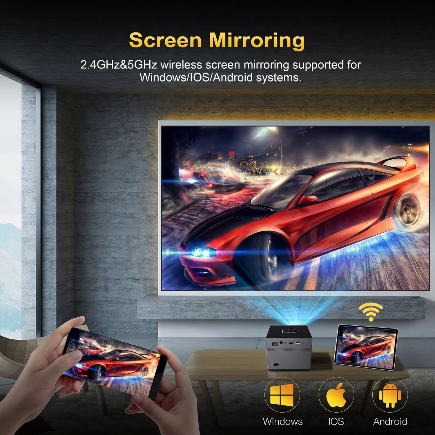 Image of TECHPANDA Xnano Smart Projector with Google TV, 8K Decode & Dolby Audio Support (6000 lm / 1 Speaker / Wireless / Remote Controller) Projector