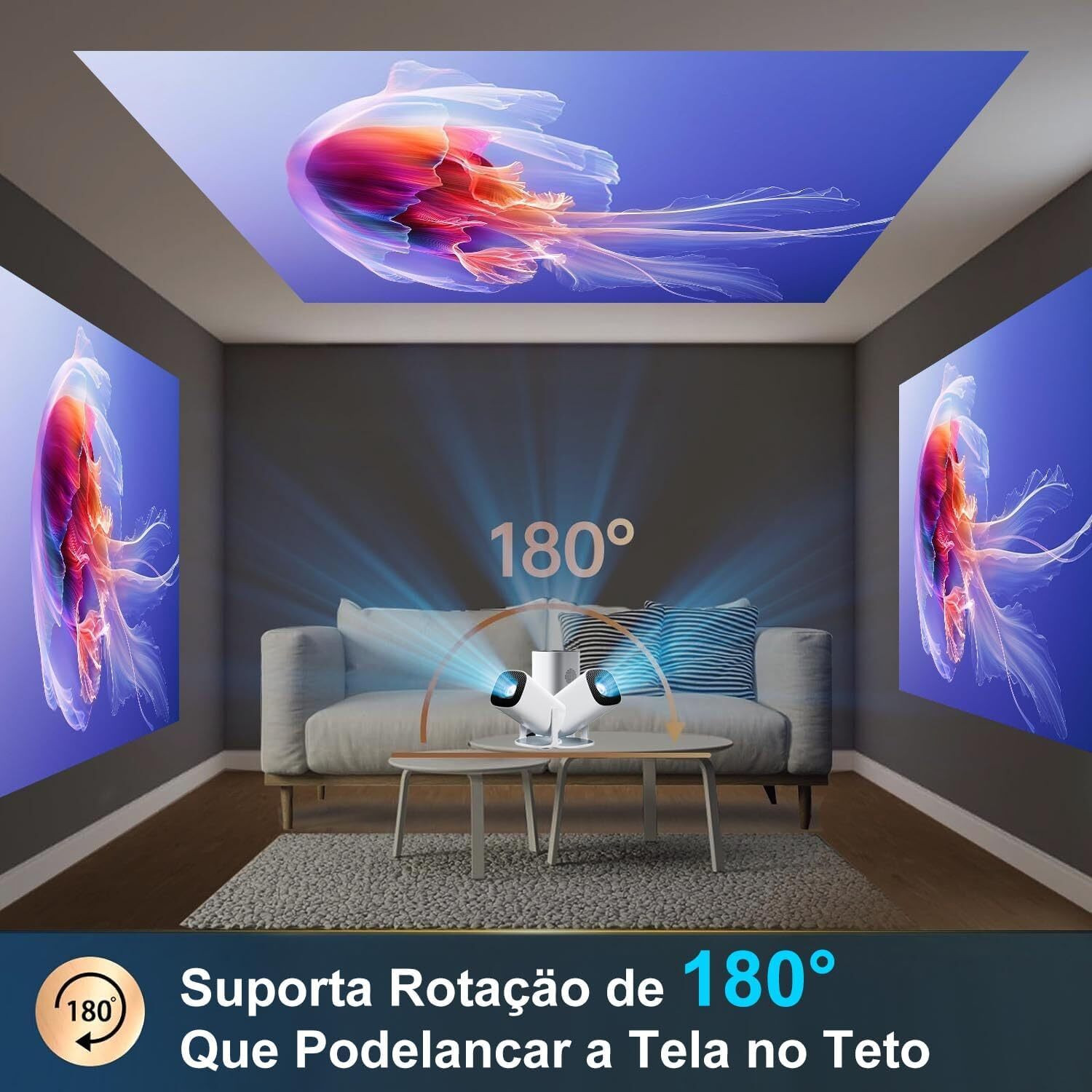 Image of AVOIHS Compact Mini Projector 4K Support WiFi Bluetooth Portable Home Theater Projector (8400 lm / 1 Speaker / Wireless / Remote Controller) Portable Projector