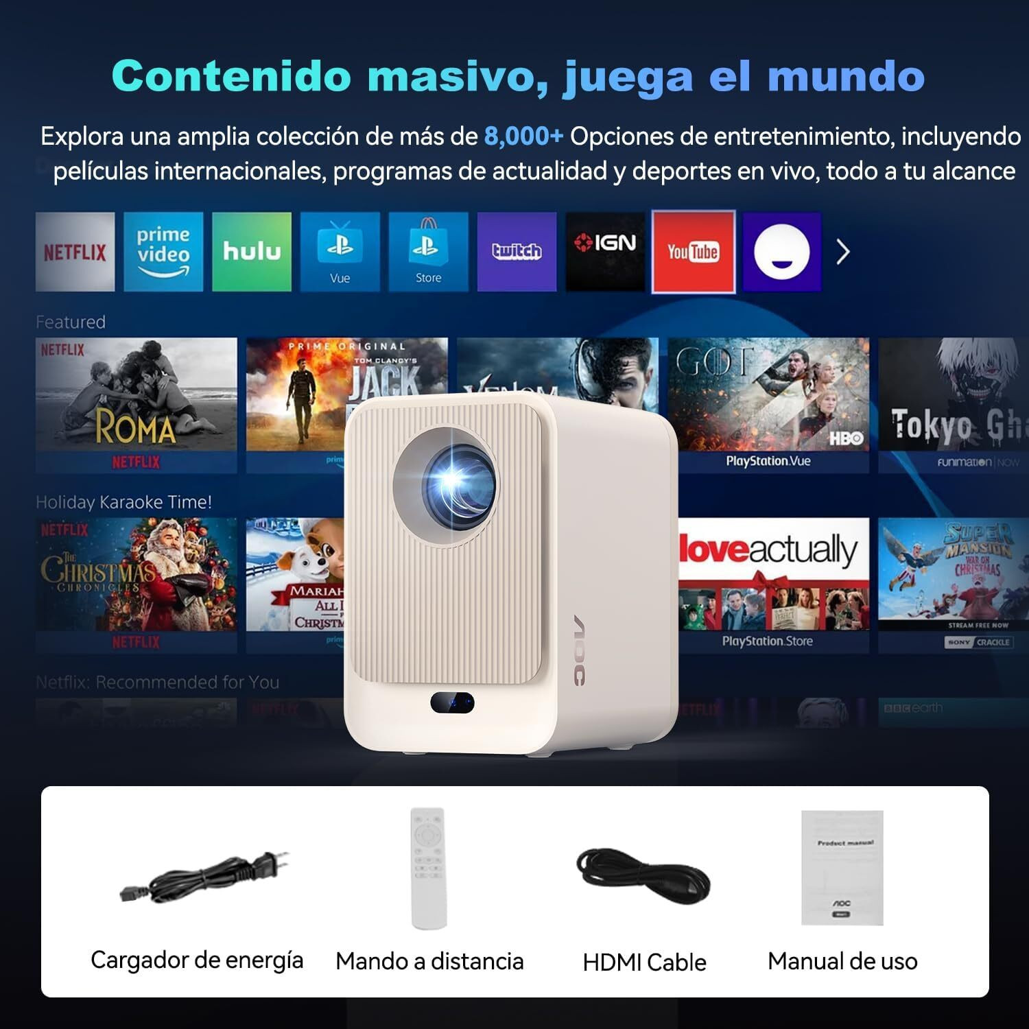 Image of AVOIHS Compact Portable Mini Projector 1080P Supported Home Theater Phone and Laptop (15000 lm / 1 Speaker / Wireless / Remote Controller) Portable Projector
