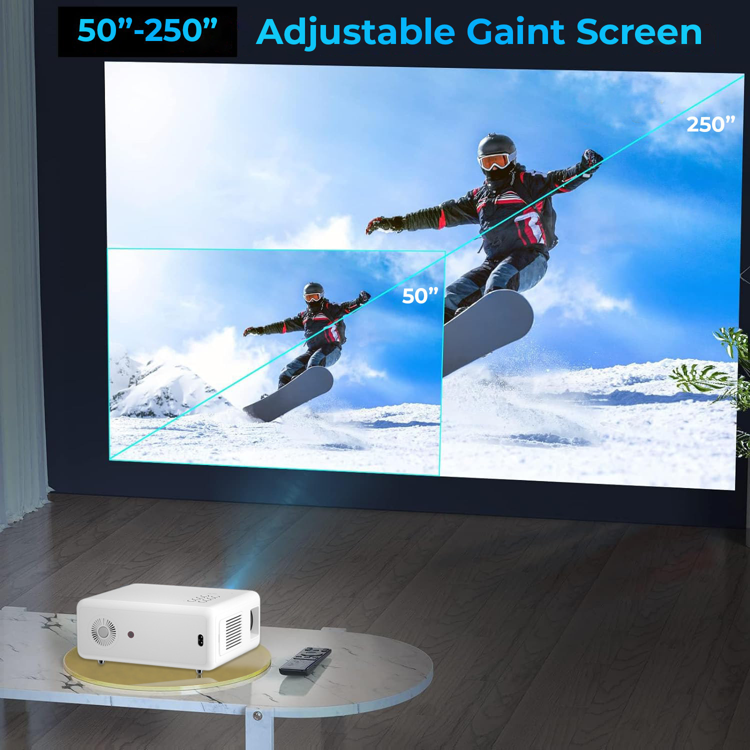 Image of WZATCO Yuva Plus Android (6600 lm / 1 Speaker / Wireless / Remote Controller) Native 1080P Full HD 4K Supported 4D Digital Keystone, Bluetooth, Wifi, Android 9.0 490 ANSI Projector