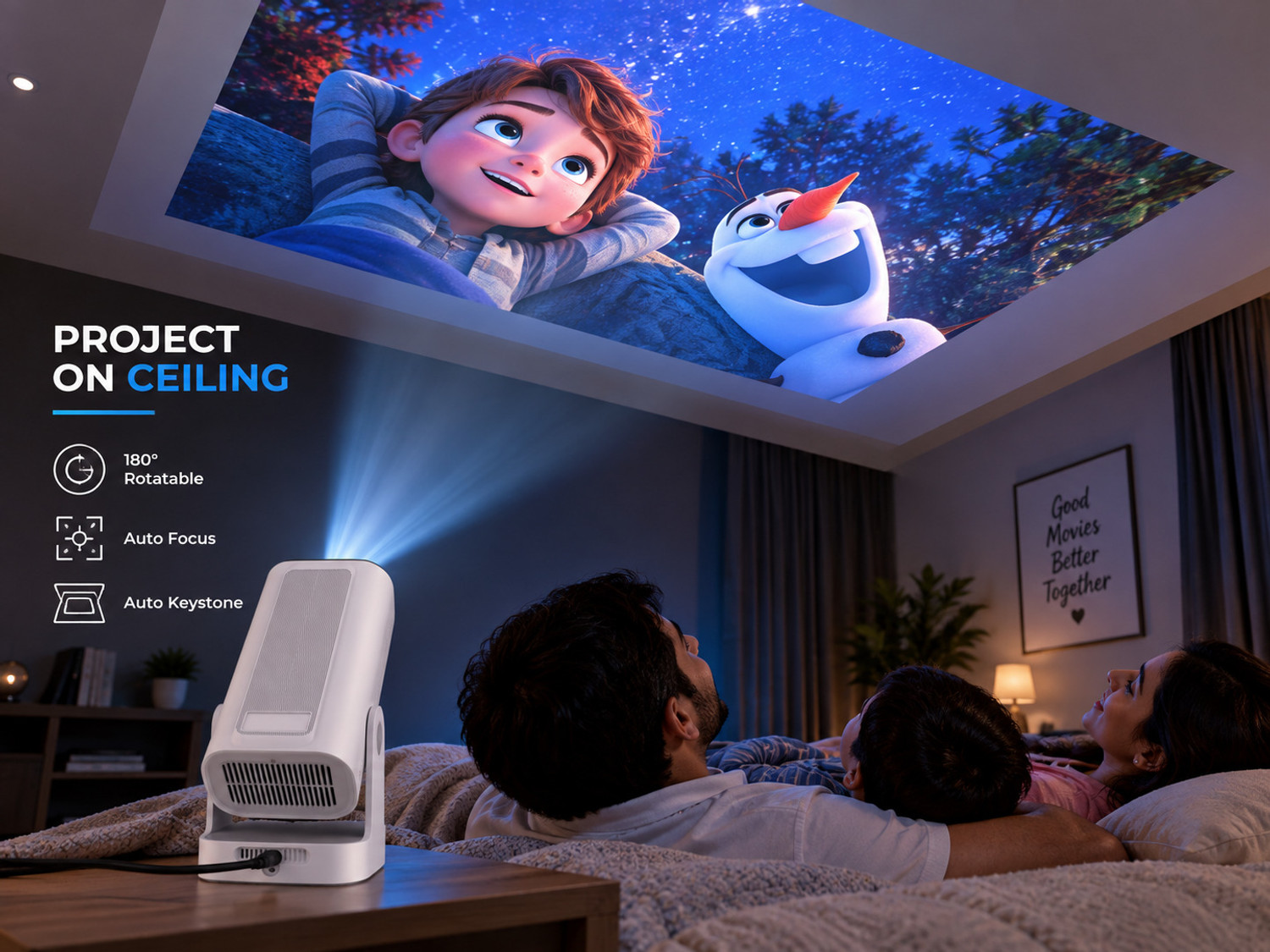 Image of Reysol Projector|Native 1080P|4K Support|WiFi|Brighter 20000 lumens|Auto Focus&keystone (20000 lm / 1 Speaker / Wireless / Remote Controller) Portable Projector (Multicolor)