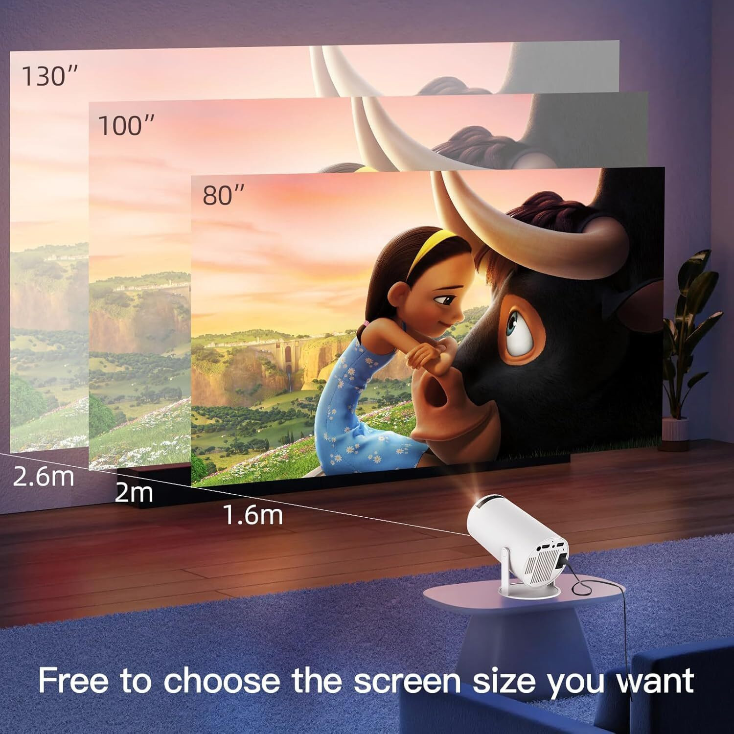 Image of RISHRA Portable LED Mini Projector | 3300 Lumen Brightness for Movies, Games (4500 lm) Portable Projector