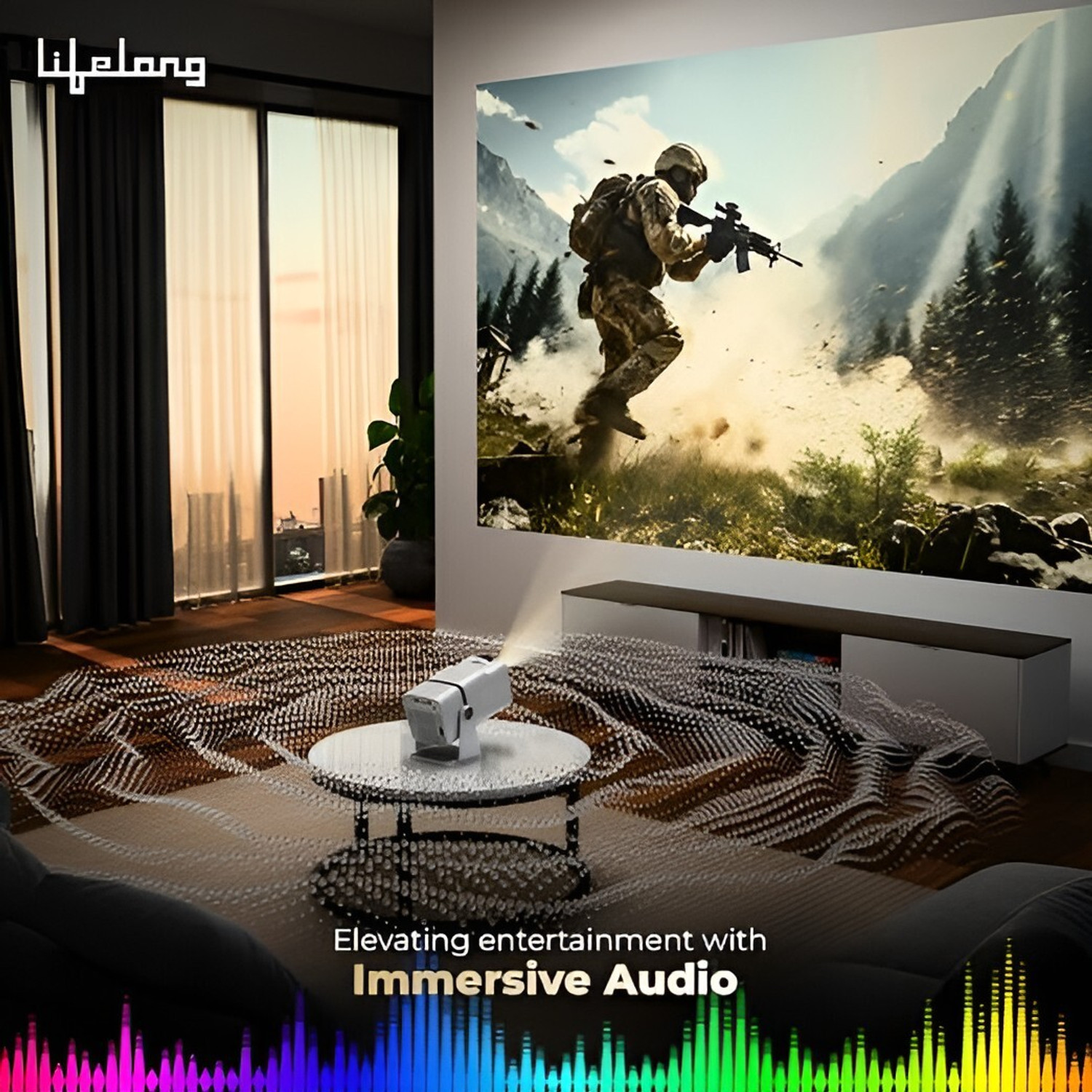 Image of Lifelong LIGHTBEAM-X 1080P & 4K Ultra HD Support (2500 lm / 1 Speaker / Wireless / Remote Controller) Portable Projector