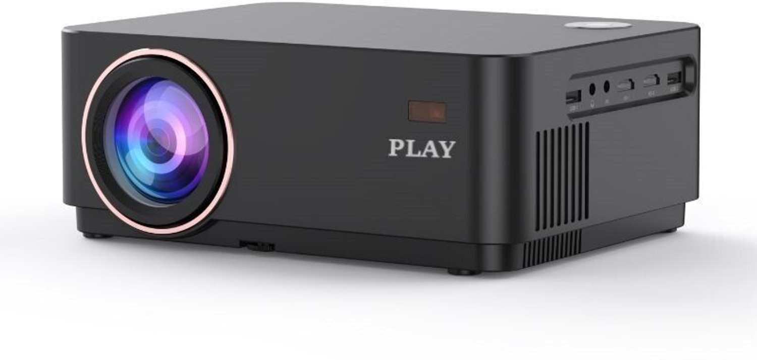 Image of PLAY 4k 8k Native Full HD 2+16GB 4D keystone E-Focus Android BT WiFi Mirroring (18000 lm / 2 Speaker / Wireless / Remote Controller) Portable Projector