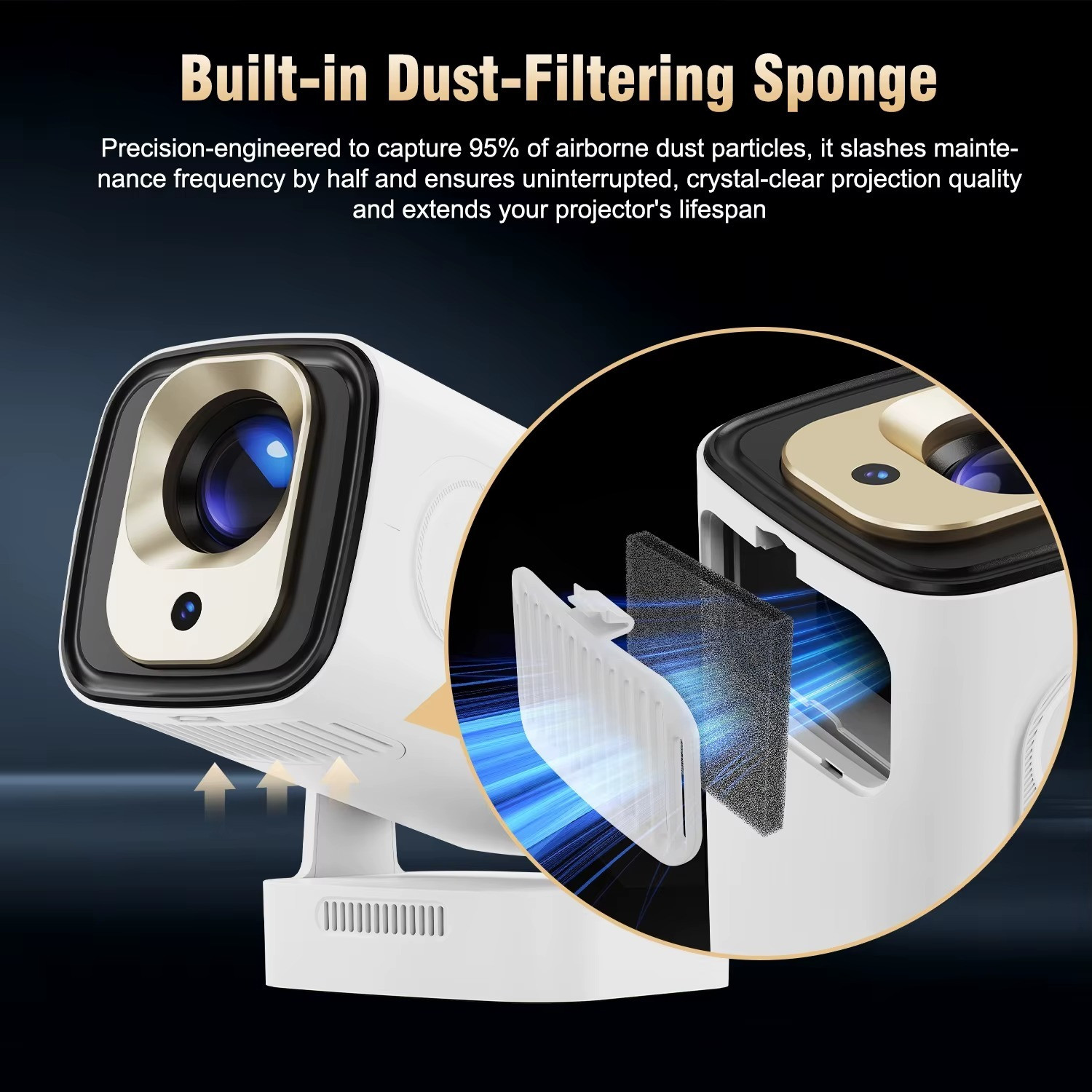 Image of Divine creation HY 260 Smart HD LED Projector with WiFi Built-in Speaker Dual Band WiFi D130 (8000 lm / 1 Speaker / Wireless / Remote Controller) Portable Projector