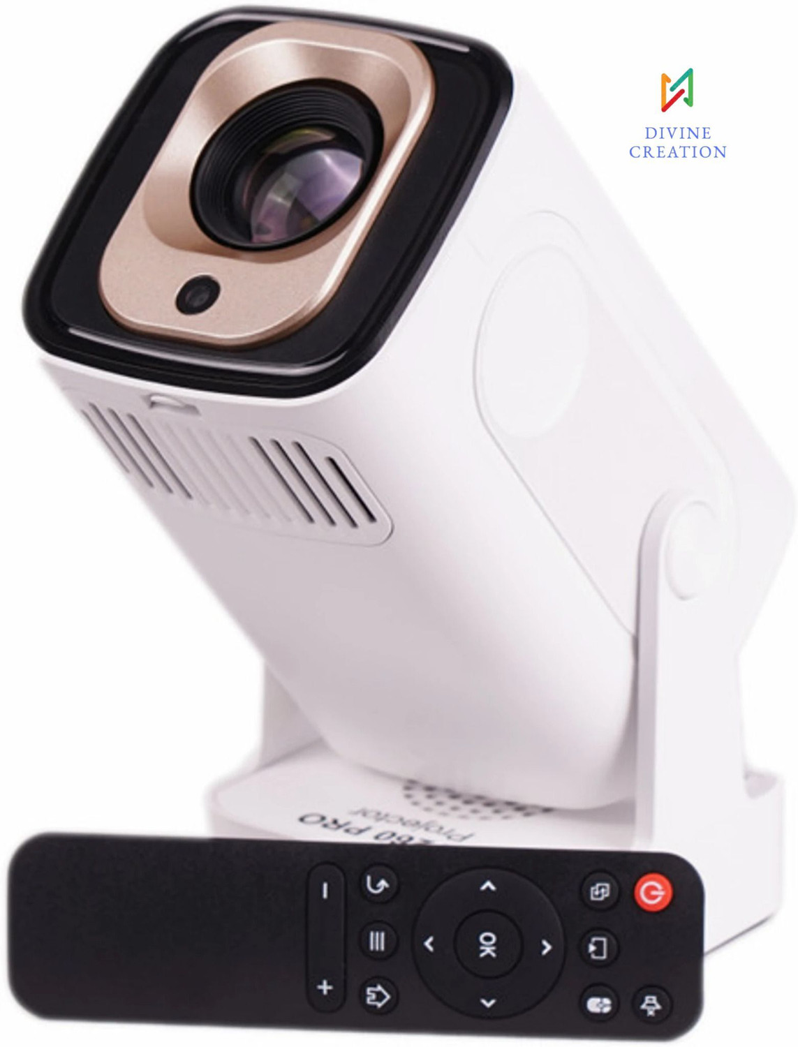 Image of Divine creation HY 260 Smart HD LED Projector with WiFi Built-in Speaker Dual Band WiFi D30 (8000 lm / 1 Speaker / Wireless / Remote Controller) Portable Projector