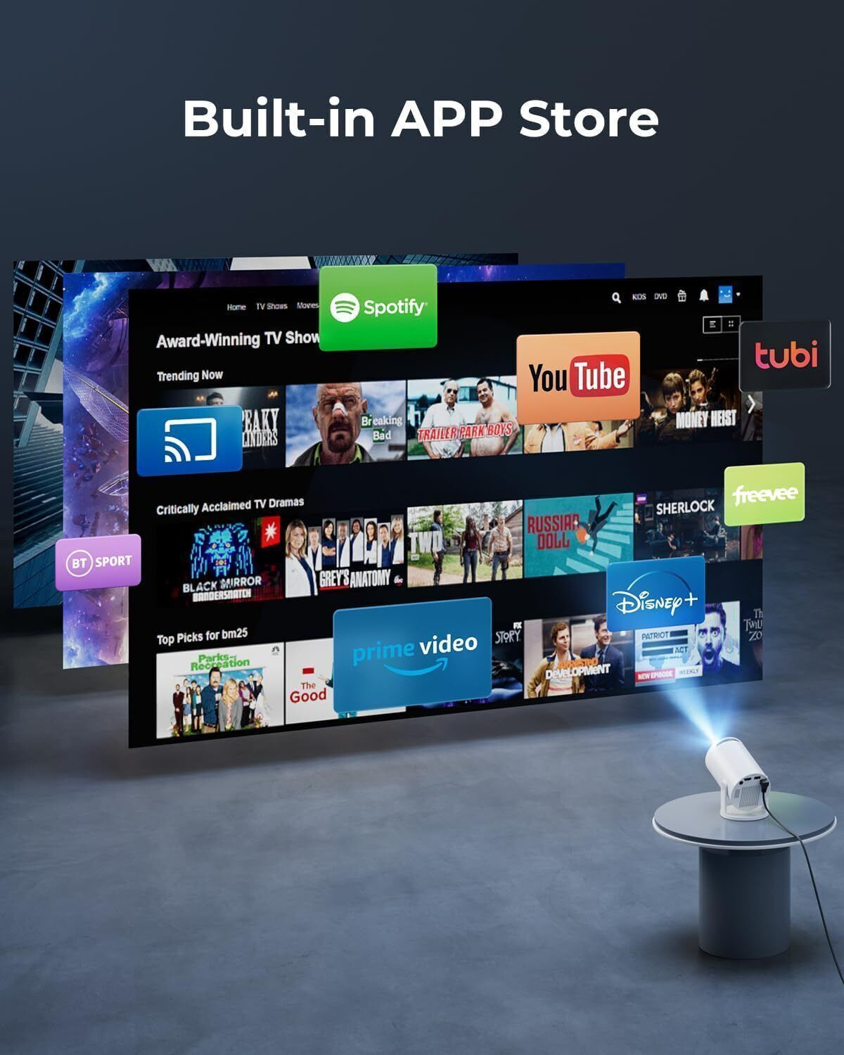 Image of Nexscan HY300 Pro 4K Support,Native 720P Android 11 Wifi Bluetooth Miracast (5000 lm / 1 Speaker / Wireless / Remote Controller) Portable Projector