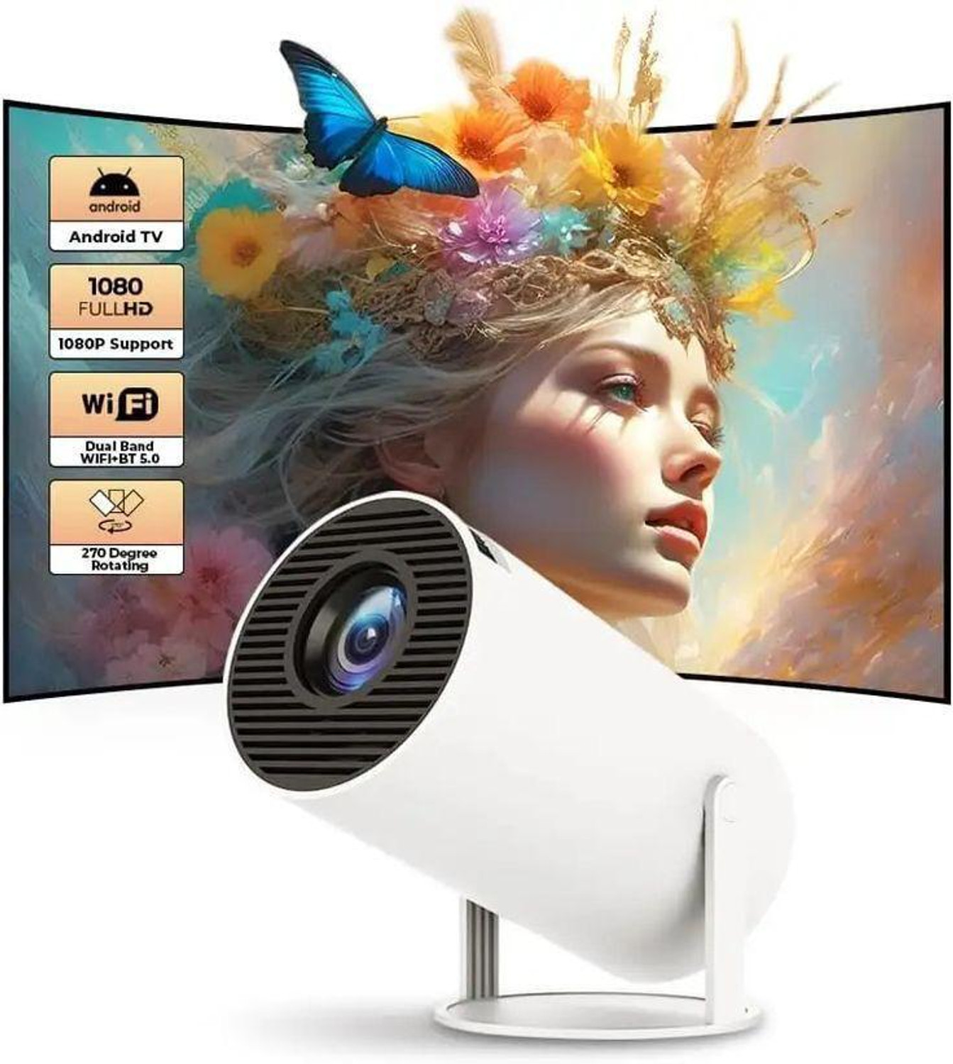 Image of Amit HY300 Portable Projector Android (200 lm / 2 Speaker / Wireless / Remote Controller) Portable Projector