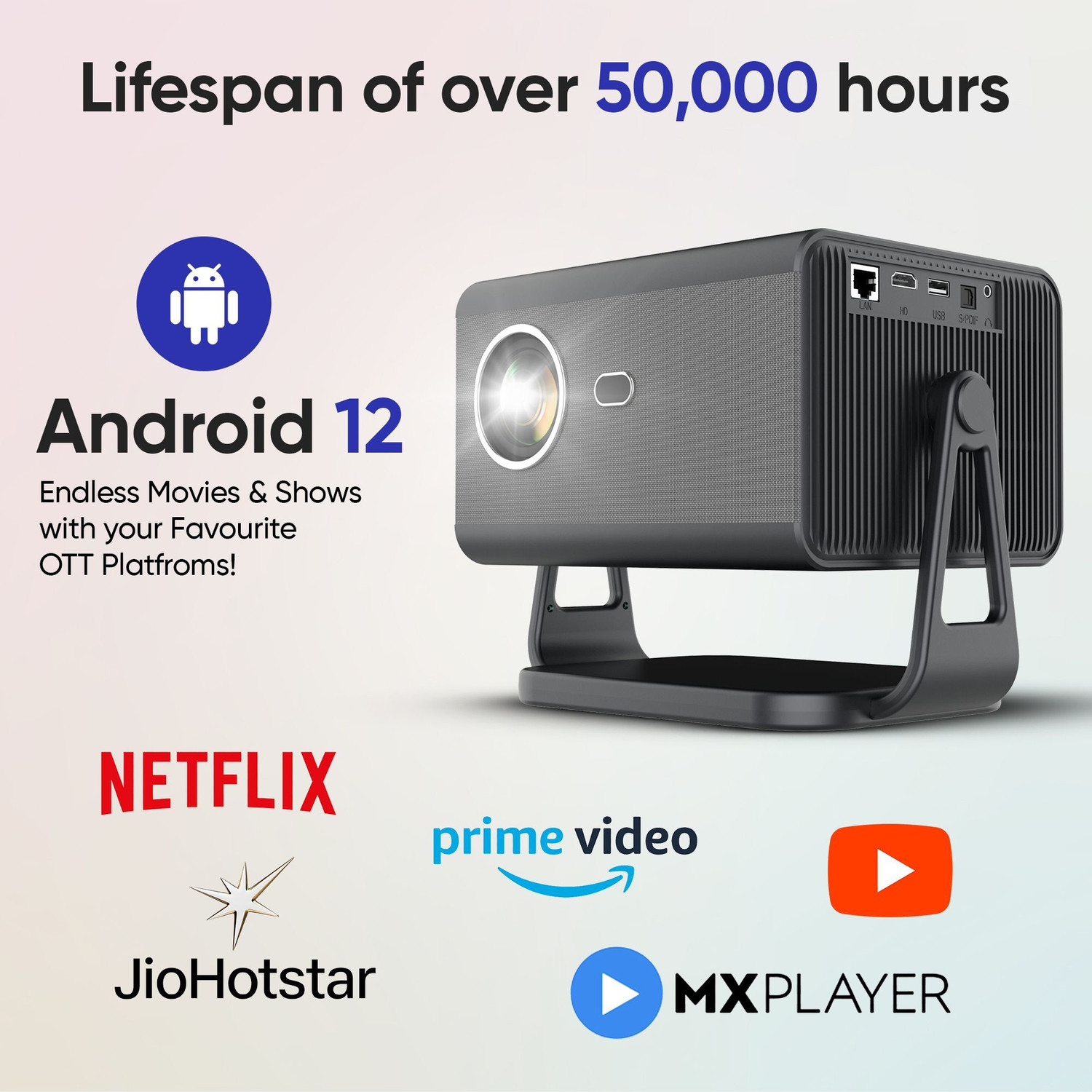 Image of Debonair CineX Pro 4K Ultra HD Native 1080p Auto(Focus+Screen Fit+OA) Dust Proof Engine (24000 lm / Wireless / Remote Controller) Portable Projector