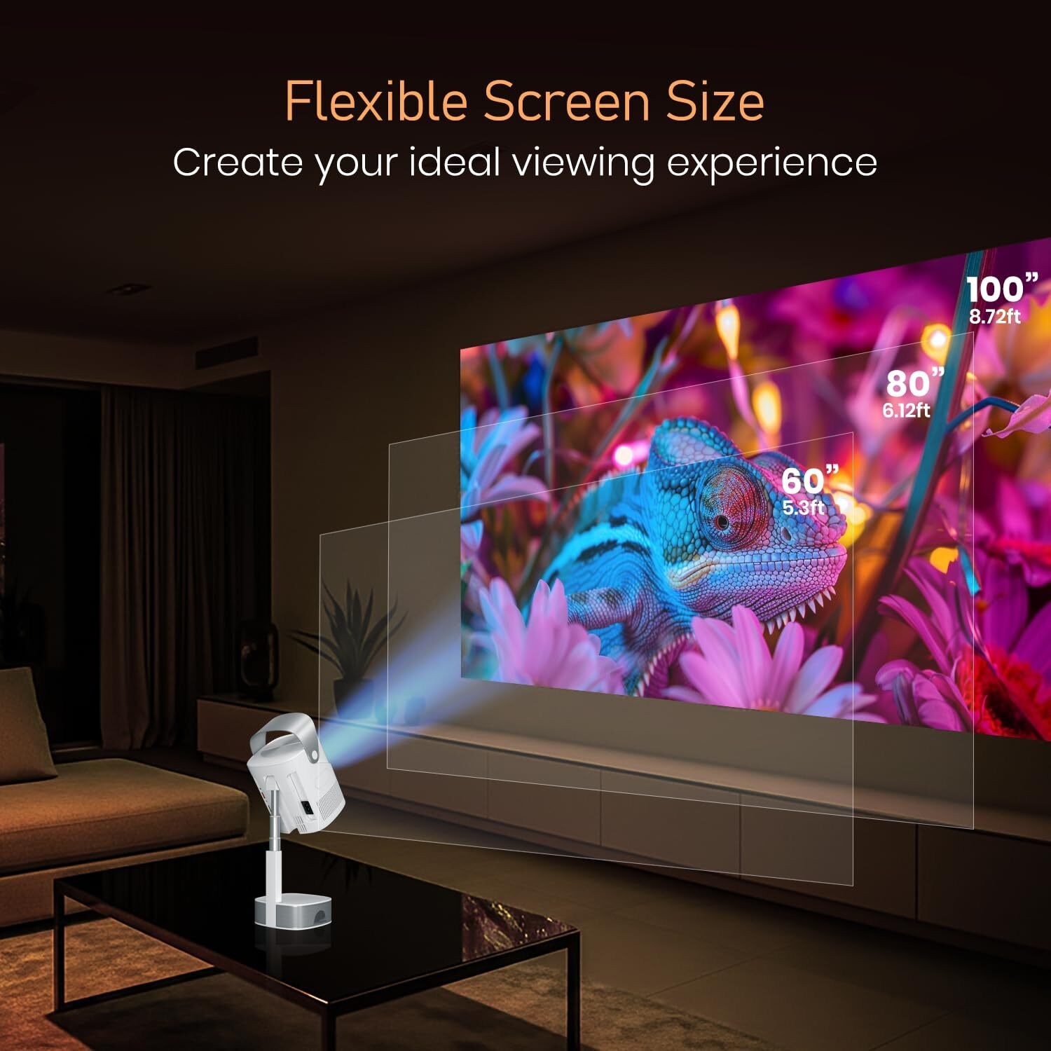 Image of Portronics Beem 550 Smart Android Projector, HD 1080P, Height & Angle Adjustable Design (6000 lm / Wireless) Portable Projector