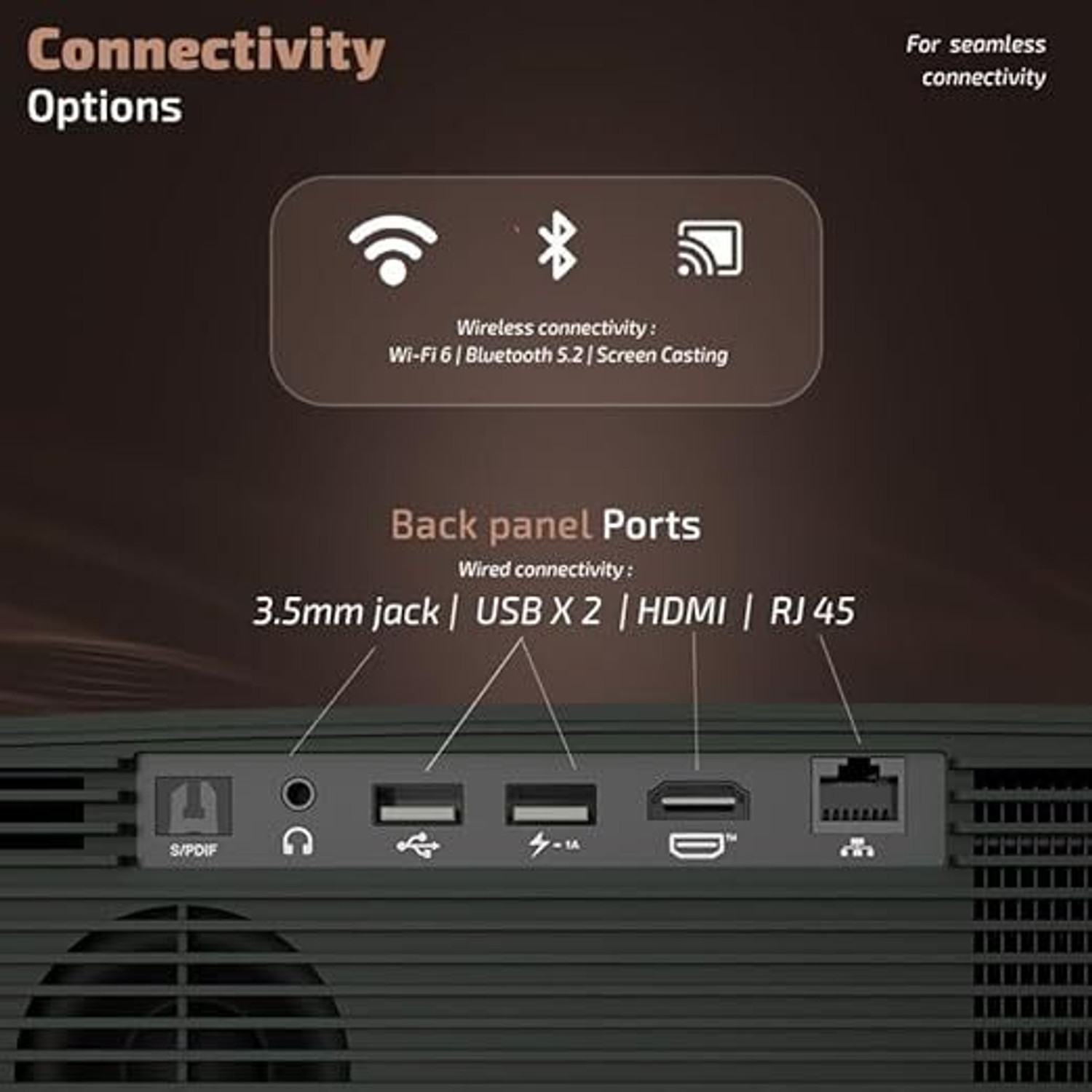 Image of Fizix FX PRO, 1080P Native, Fully Automatic 4K HDR Projector for Home, 1800 ANSI Black (54000 lm) Portable Projector